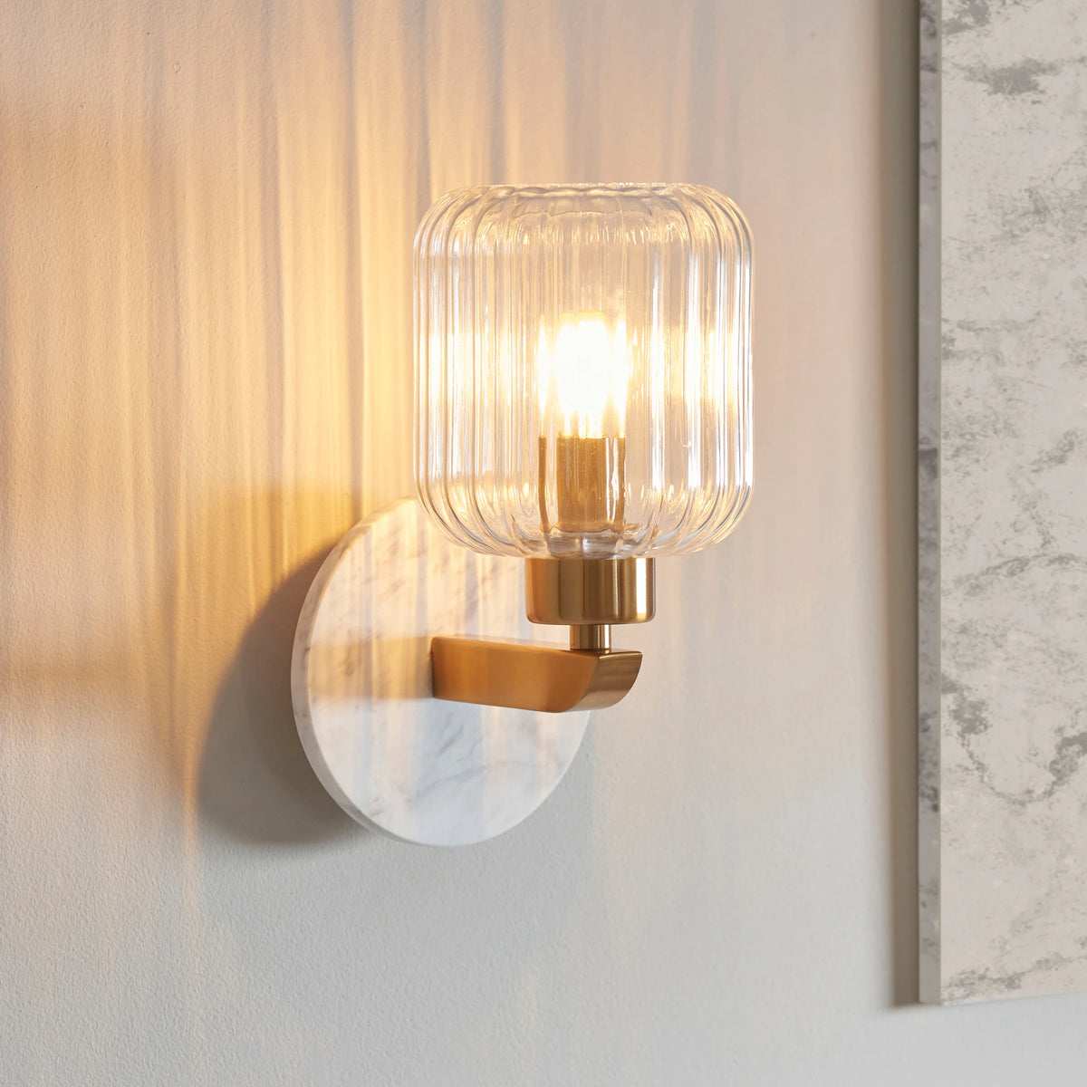 Marmora Ribbed White Volakas Marble Wall Light