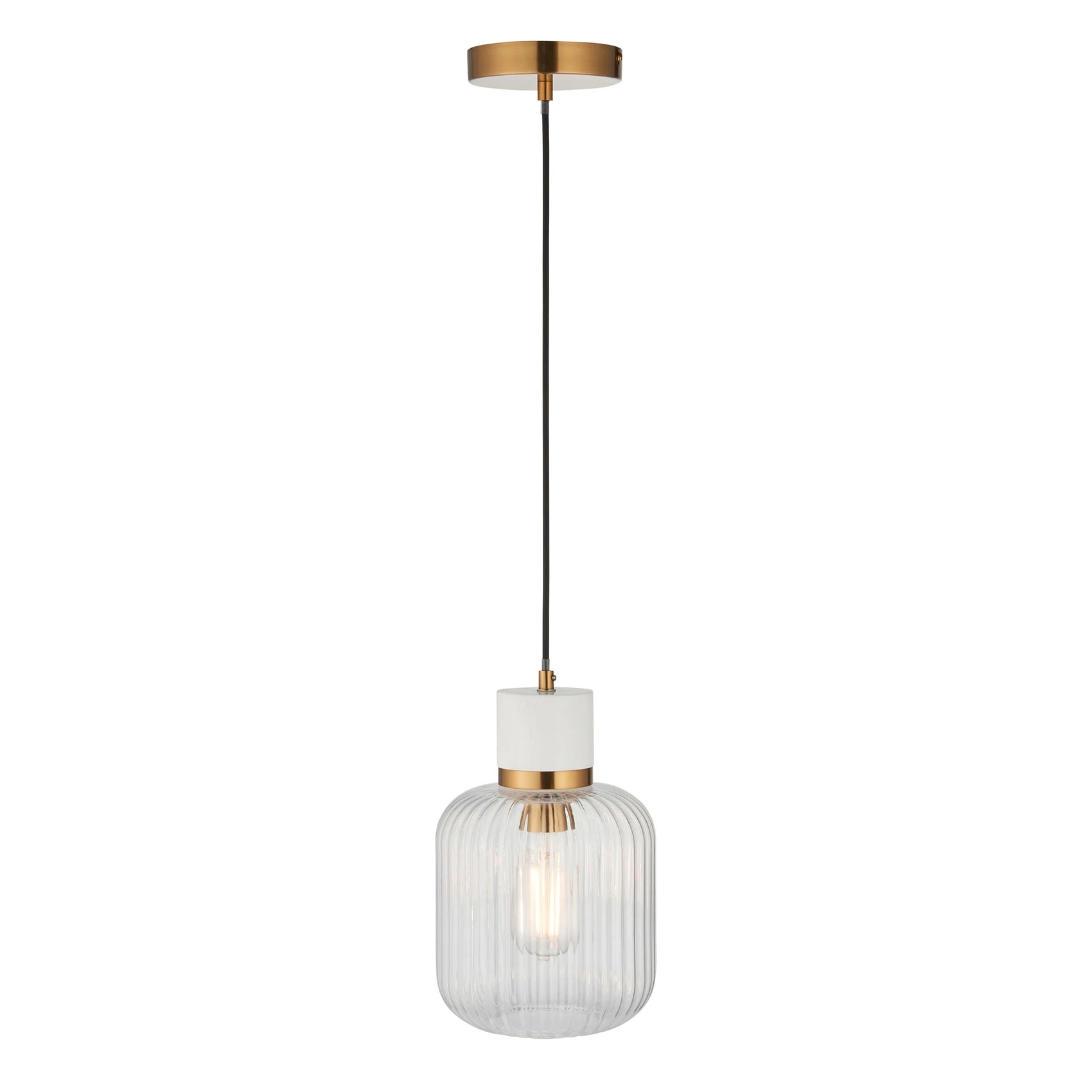 Marmora Ribbed White Volakas Marble Single Pendant Light