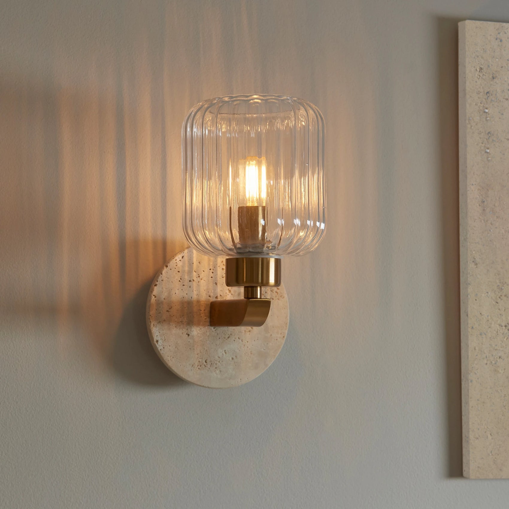 Marmora Ribbed Beige Textured Marble Wall Light