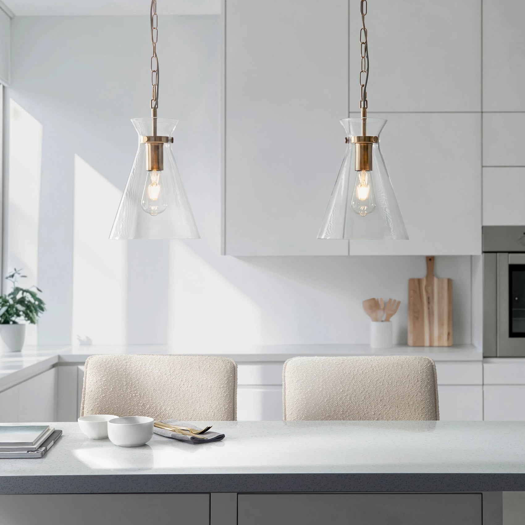 Lunetta Brushed Aged Brass Pendant Light