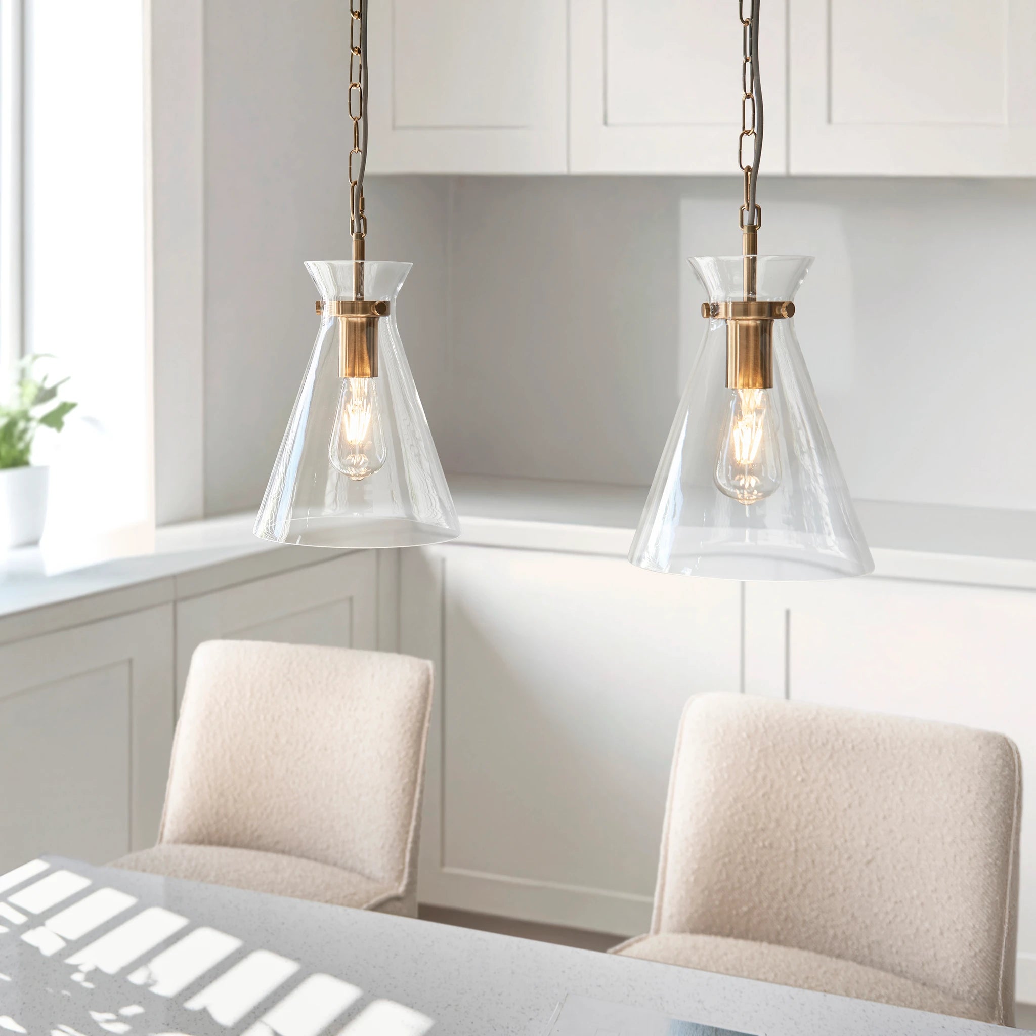 Lunetta Brushed Aged Brass Pendant Light