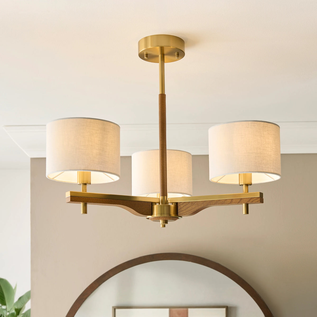 Lorelai Brushed Aged Brass 3 Light Ceiling Light