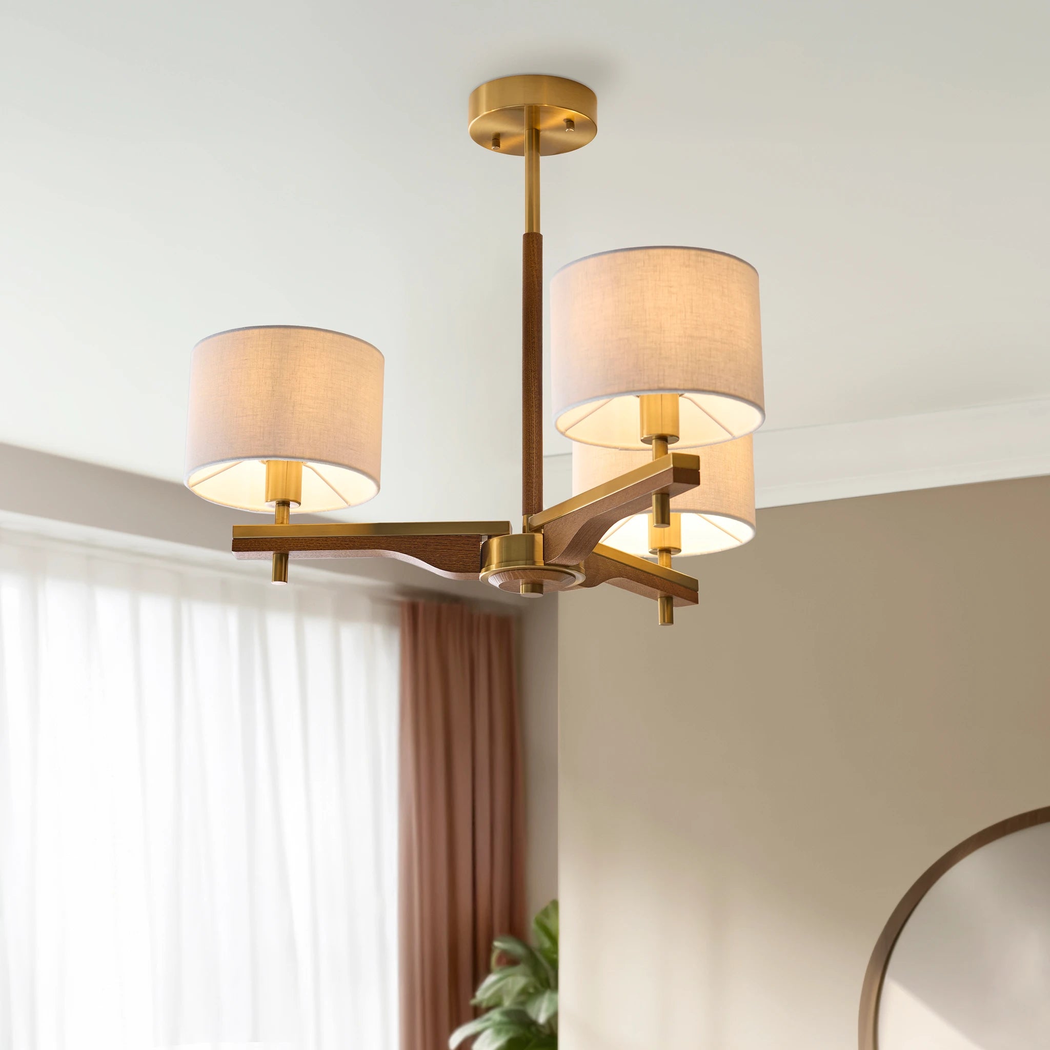 Lorelai Brushed Aged Brass 3 Light Ceiling Light