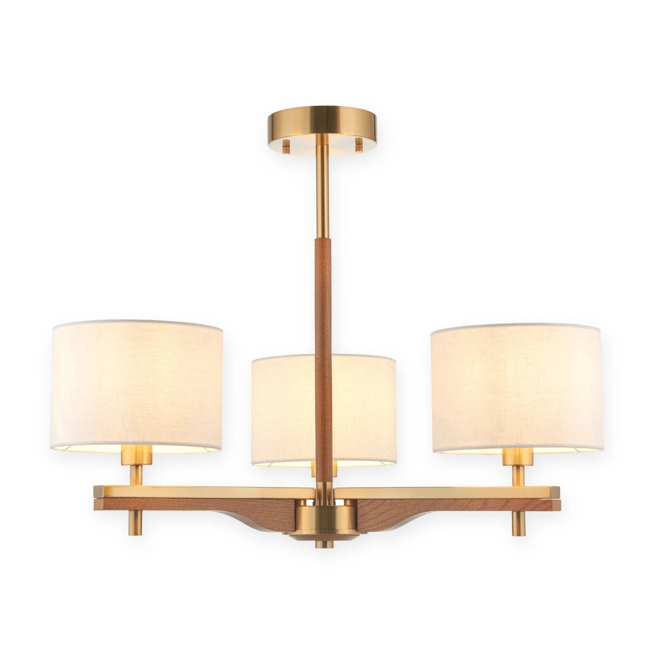 Lorelai Brushed Aged Brass 3 Light Ceiling Light
