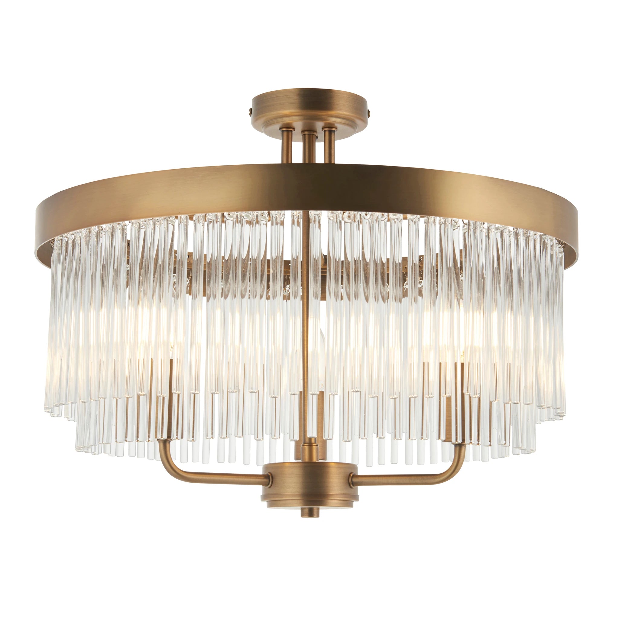 Auremont Warm Antique Brass 3 Light Ceiling Light