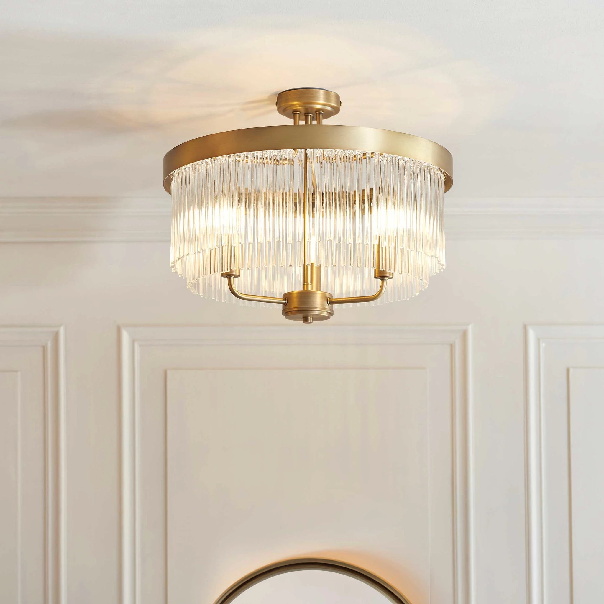Auremont Warm Antique Brass 3 Light Ceiling Light