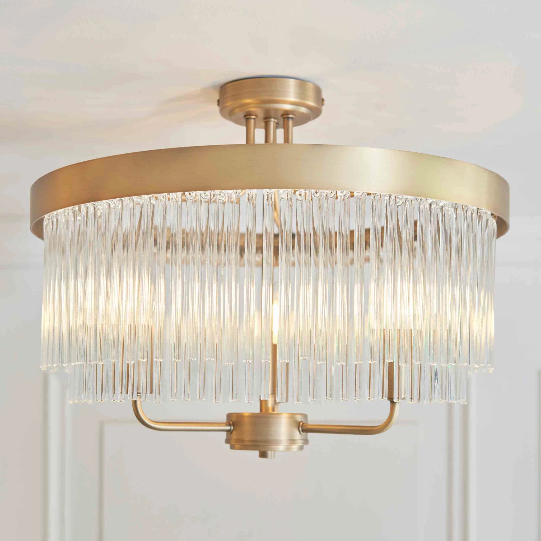 Auremont Warm Antique Brass 3 Light Ceiling Light
