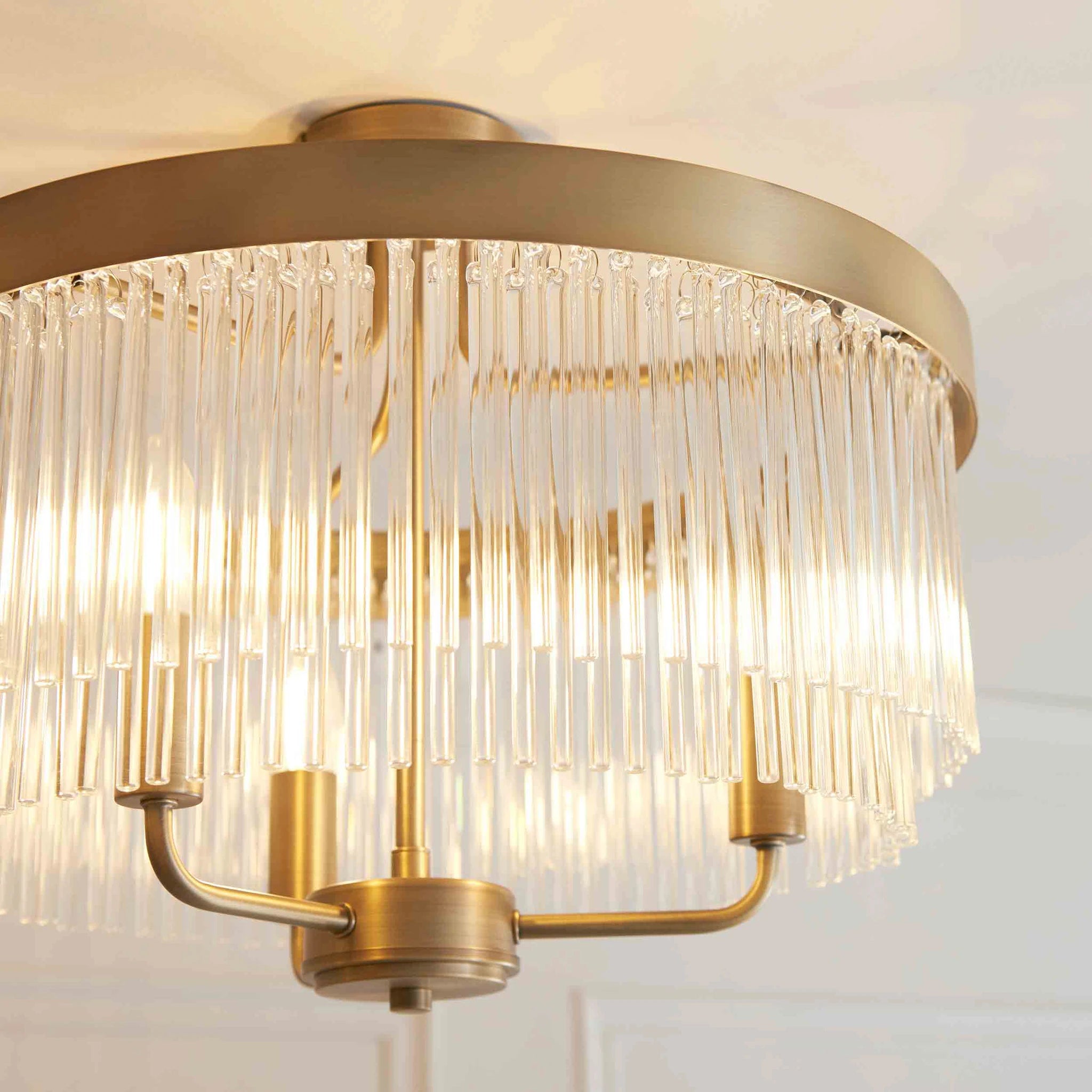 Auremont Warm Antique Brass 3 Light Ceiling Light