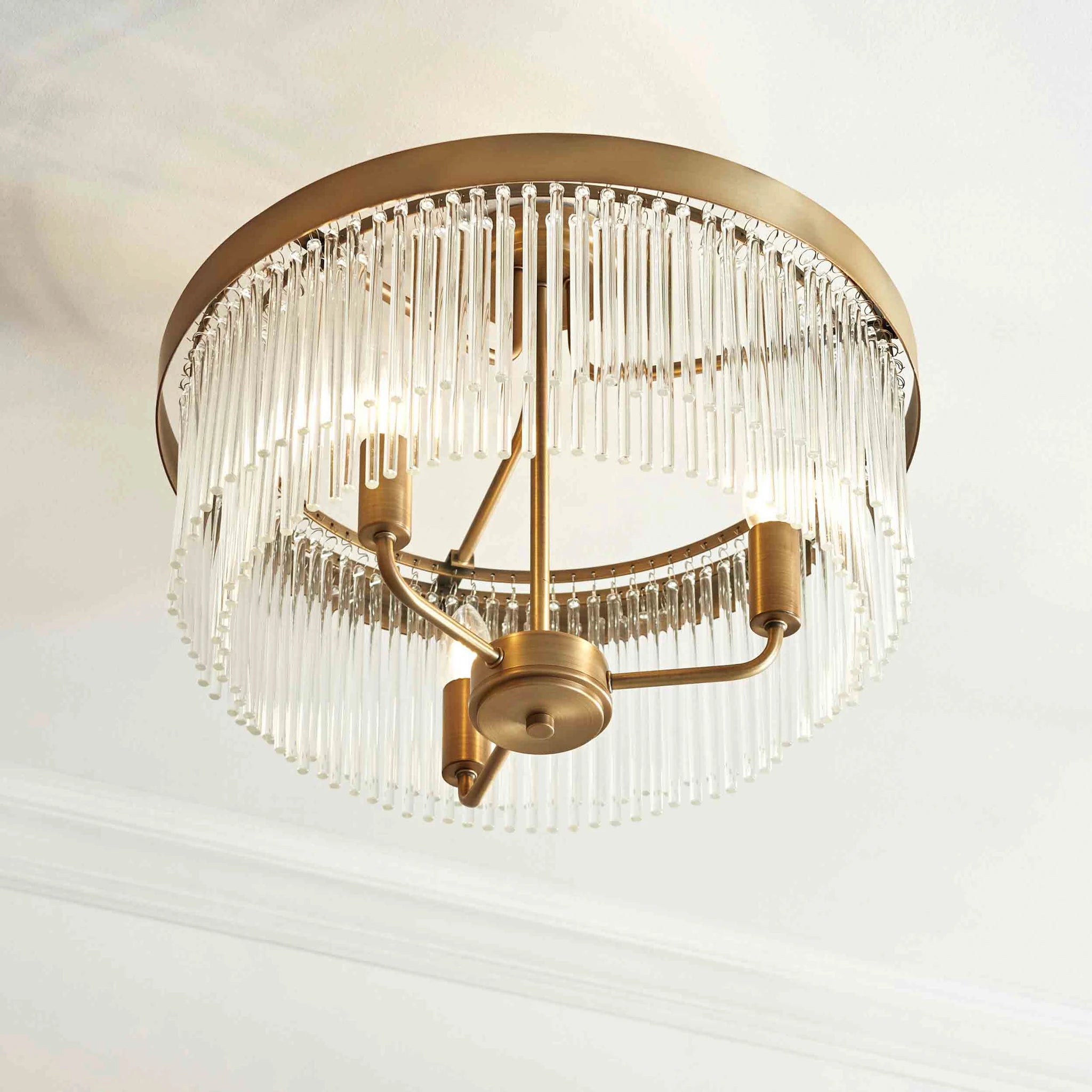 Auremont Warm Antique Brass 3 Light Ceiling Light