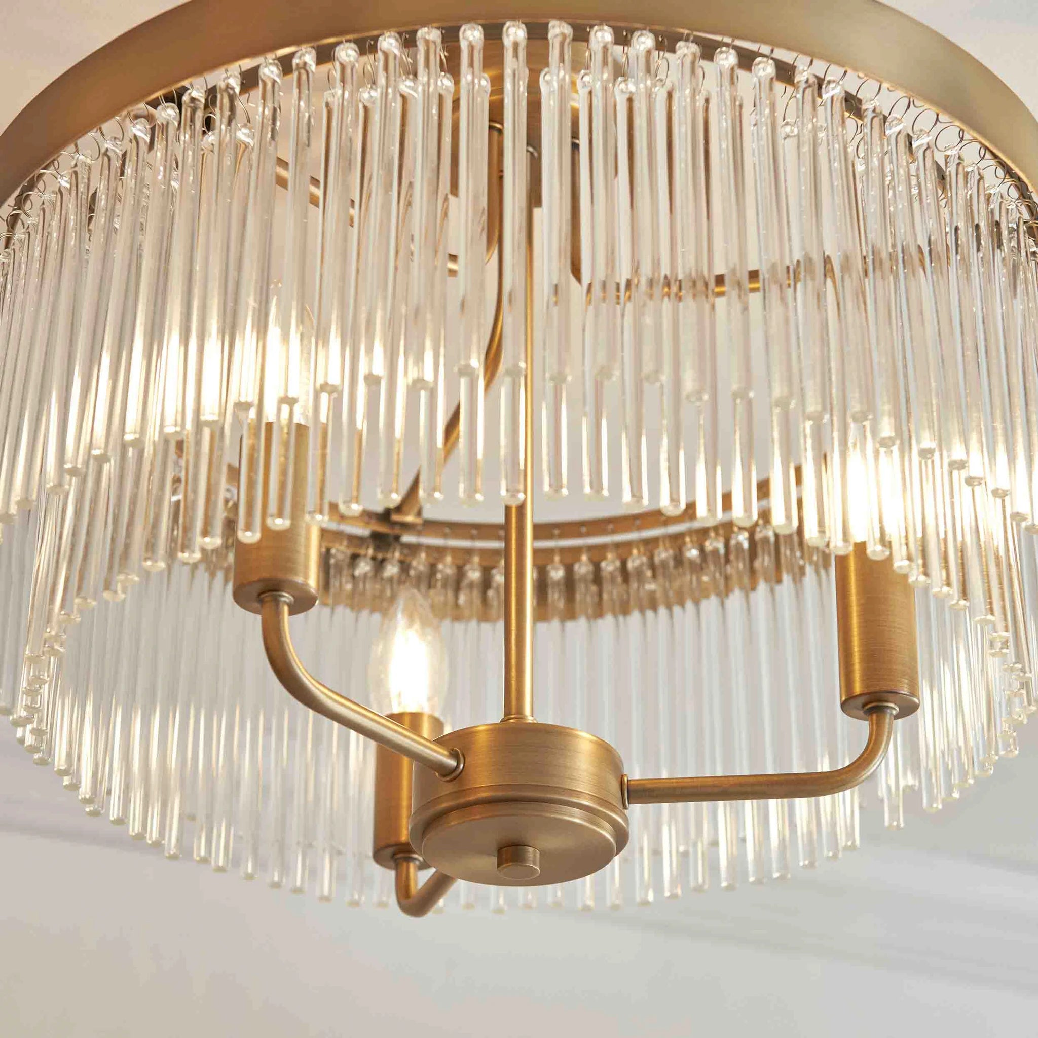 Auremont Warm Antique Brass 3 Light Ceiling Light