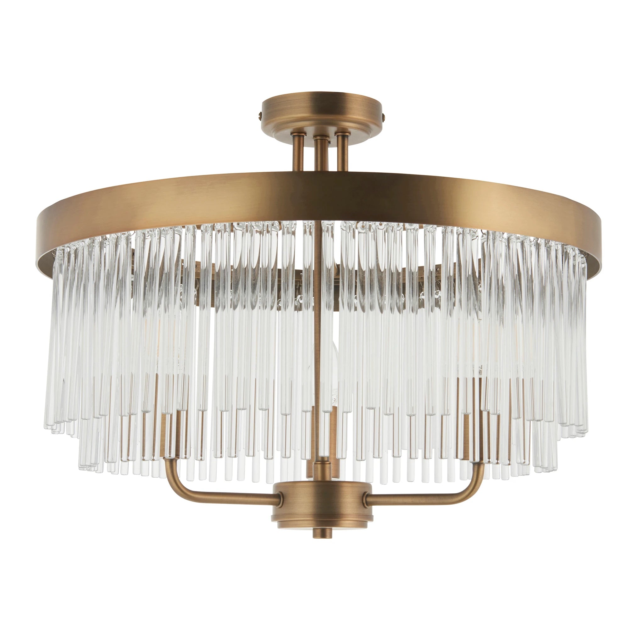 Auremont Warm Antique Brass 3 Light Ceiling Light