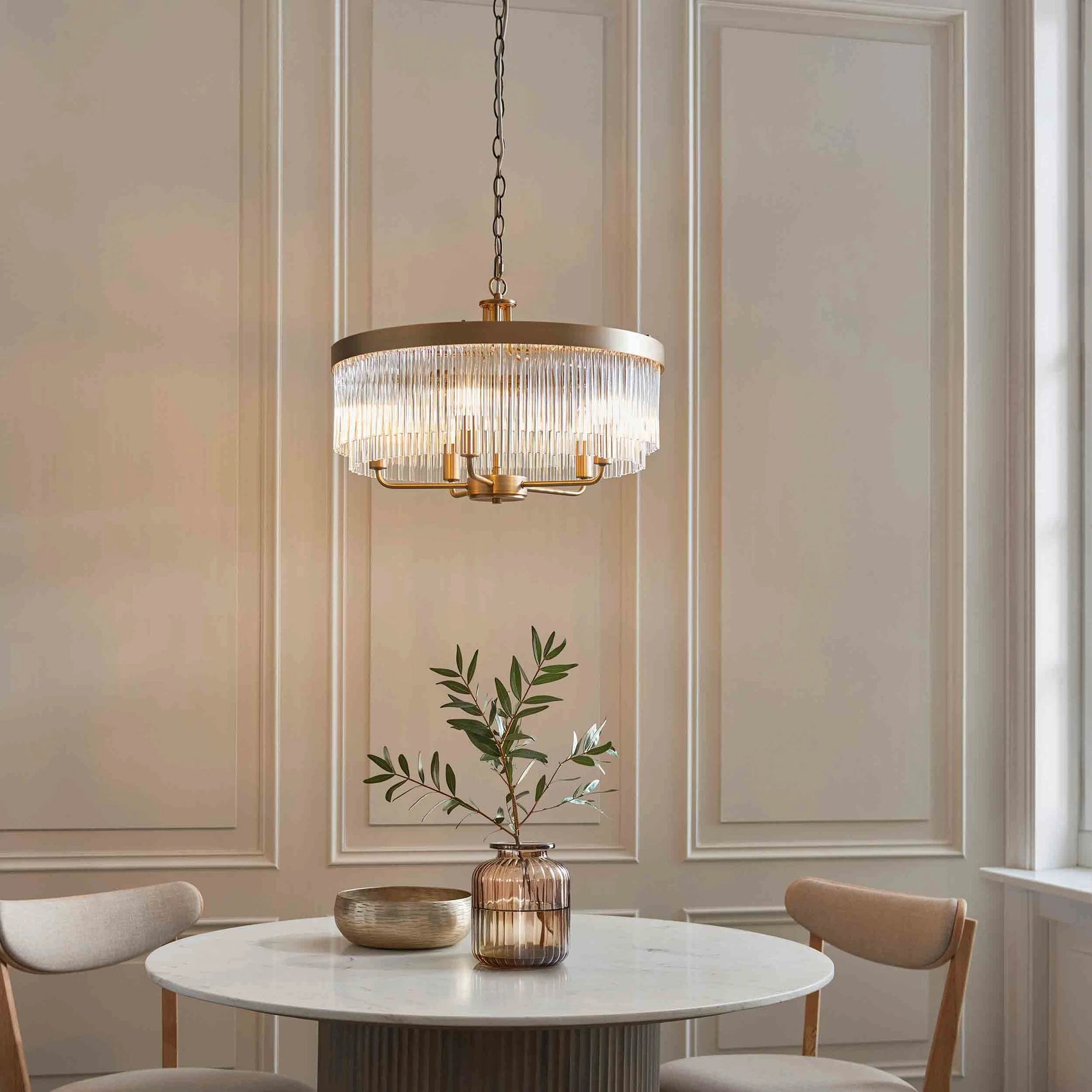 Auremont Warm Antique Brass 5 Light Pendant