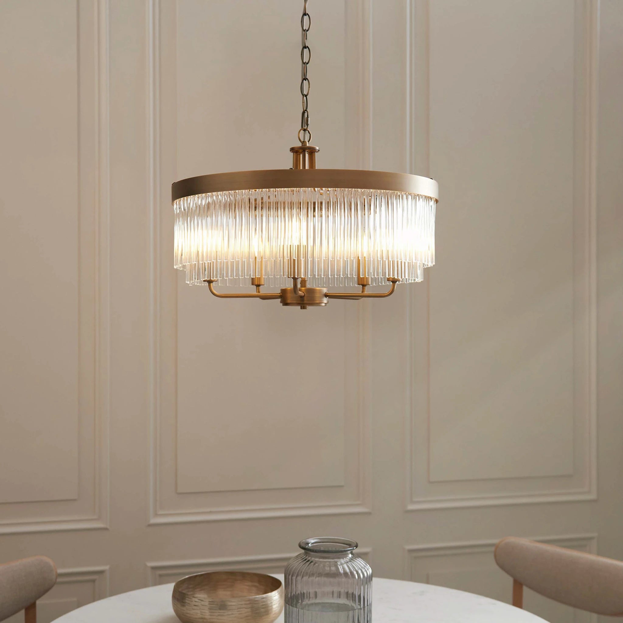 Auremont Warm Antique Brass 5 Light Pendant