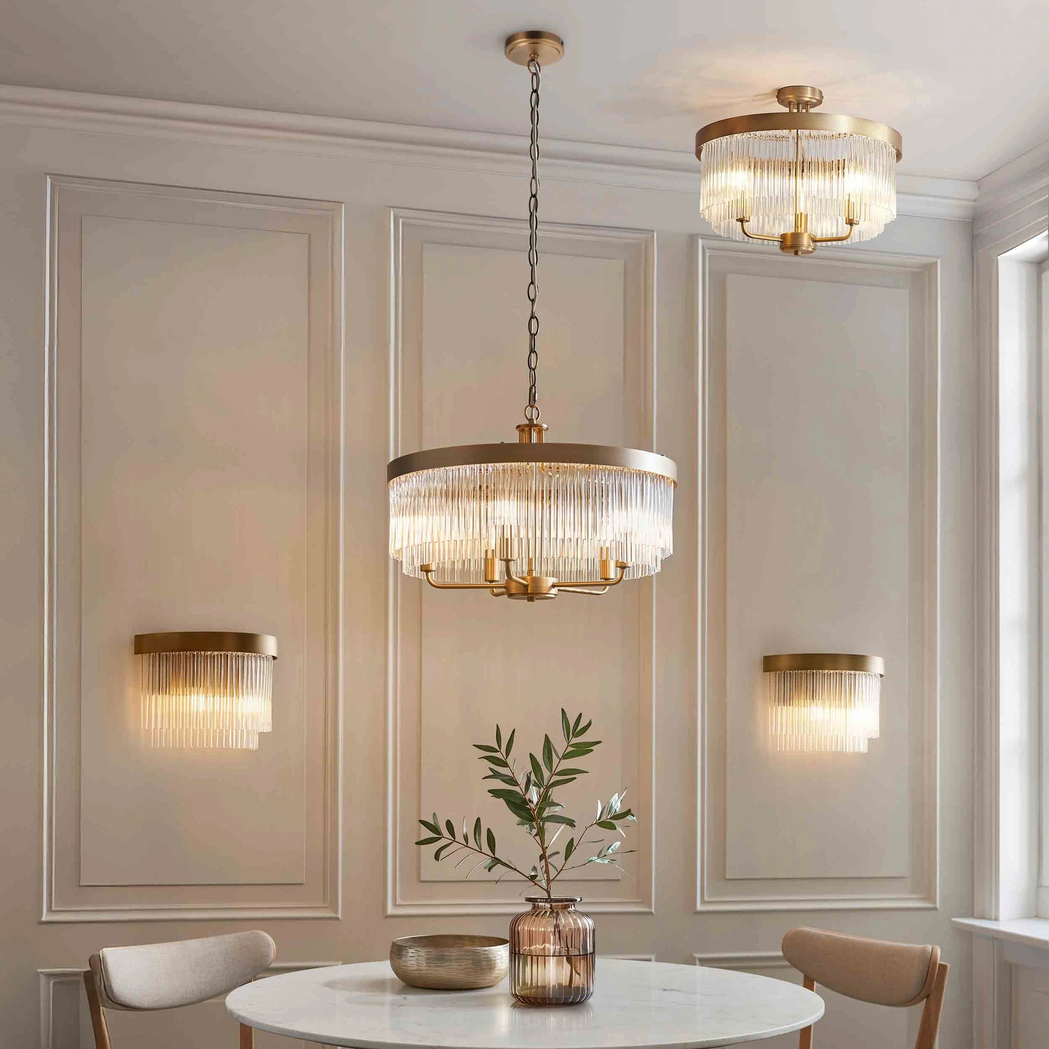 Auremont Warm Antique Brass 2 Light Wall Light