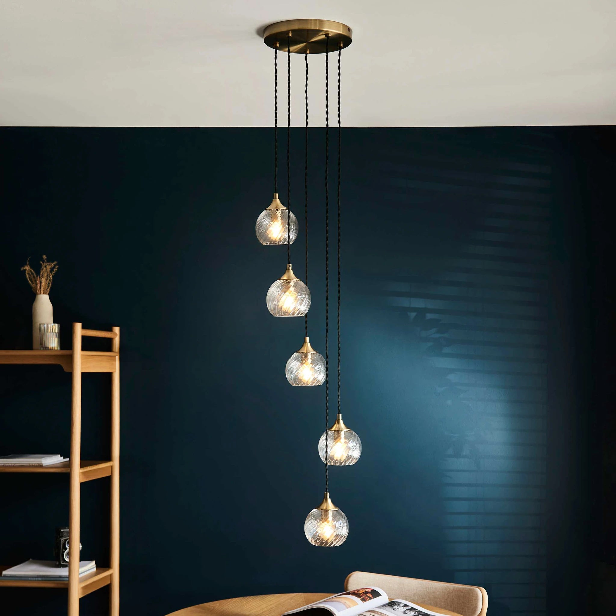 Dakota Antique Brass 5 Light Cascade Pendant