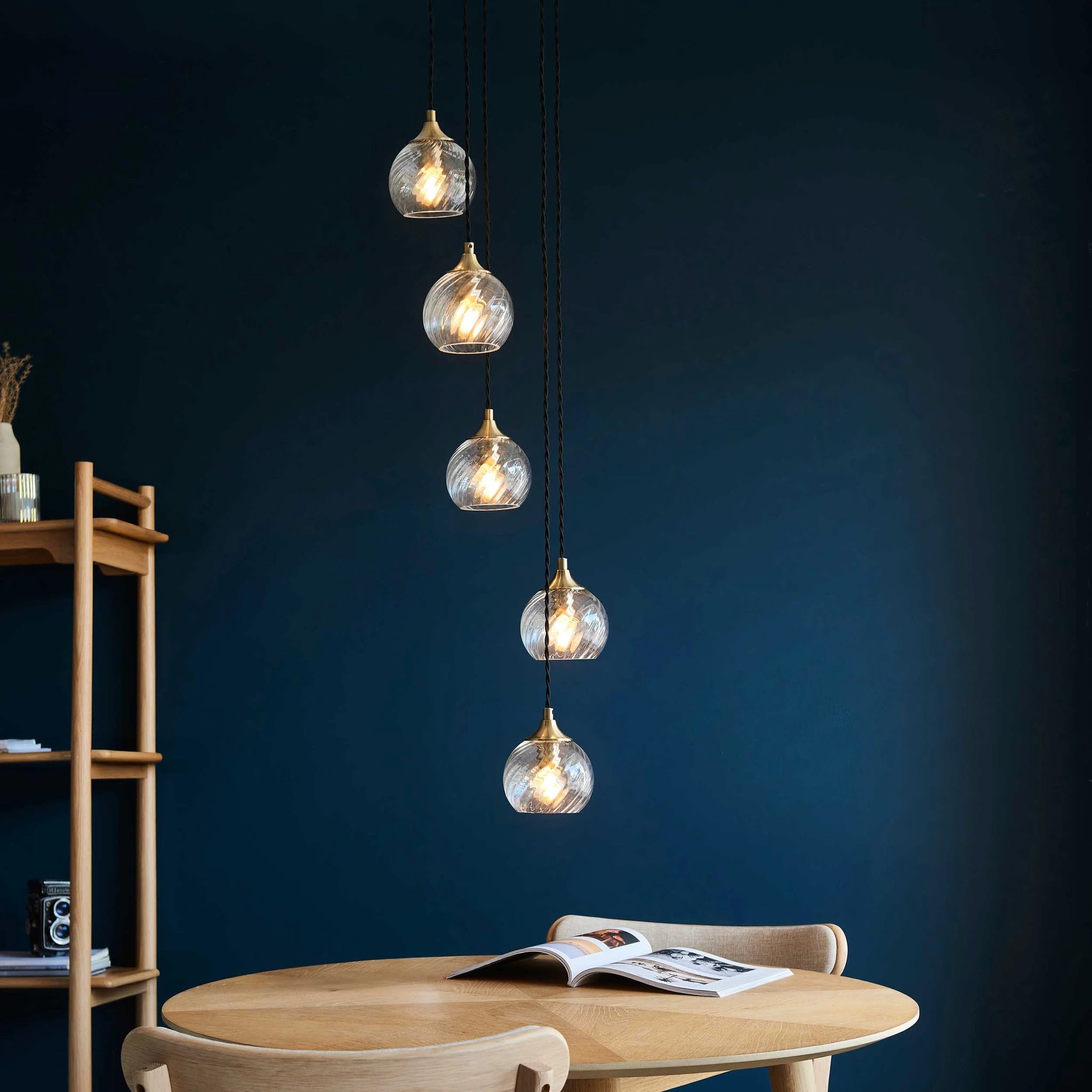 Dakota Antique Brass 5 Light Cascade Pendant