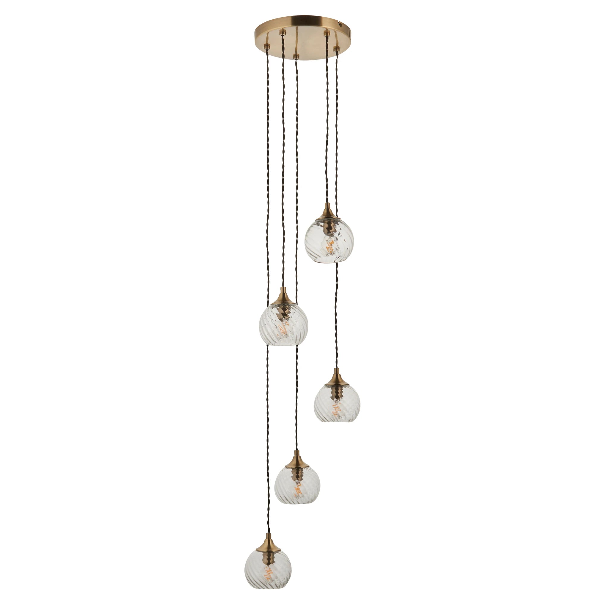 Dakota Antique Brass 5 Light Cascade Pendant