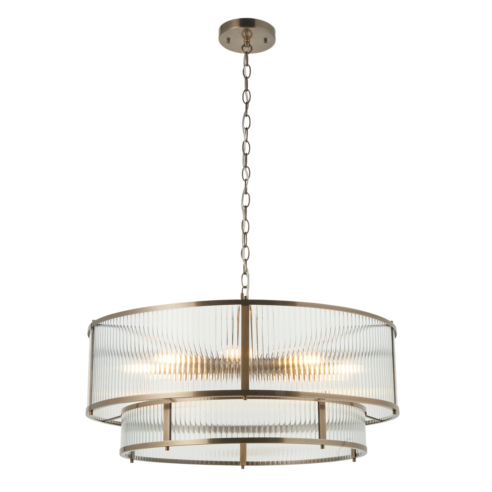 Hayden Antique Brass 8 Light Tiered Pendant
