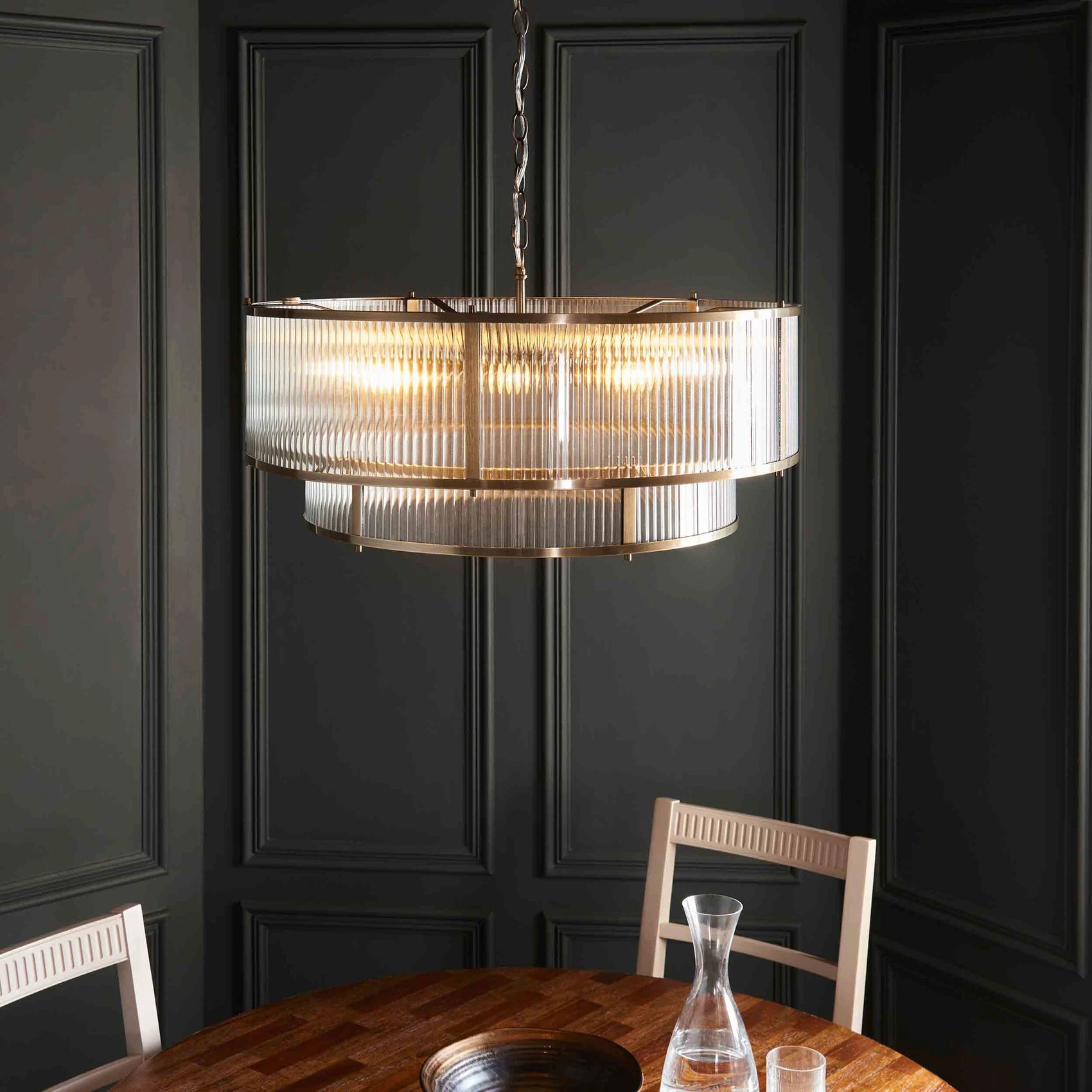 Hayden Antique Brass 8 Light Tiered Pendant