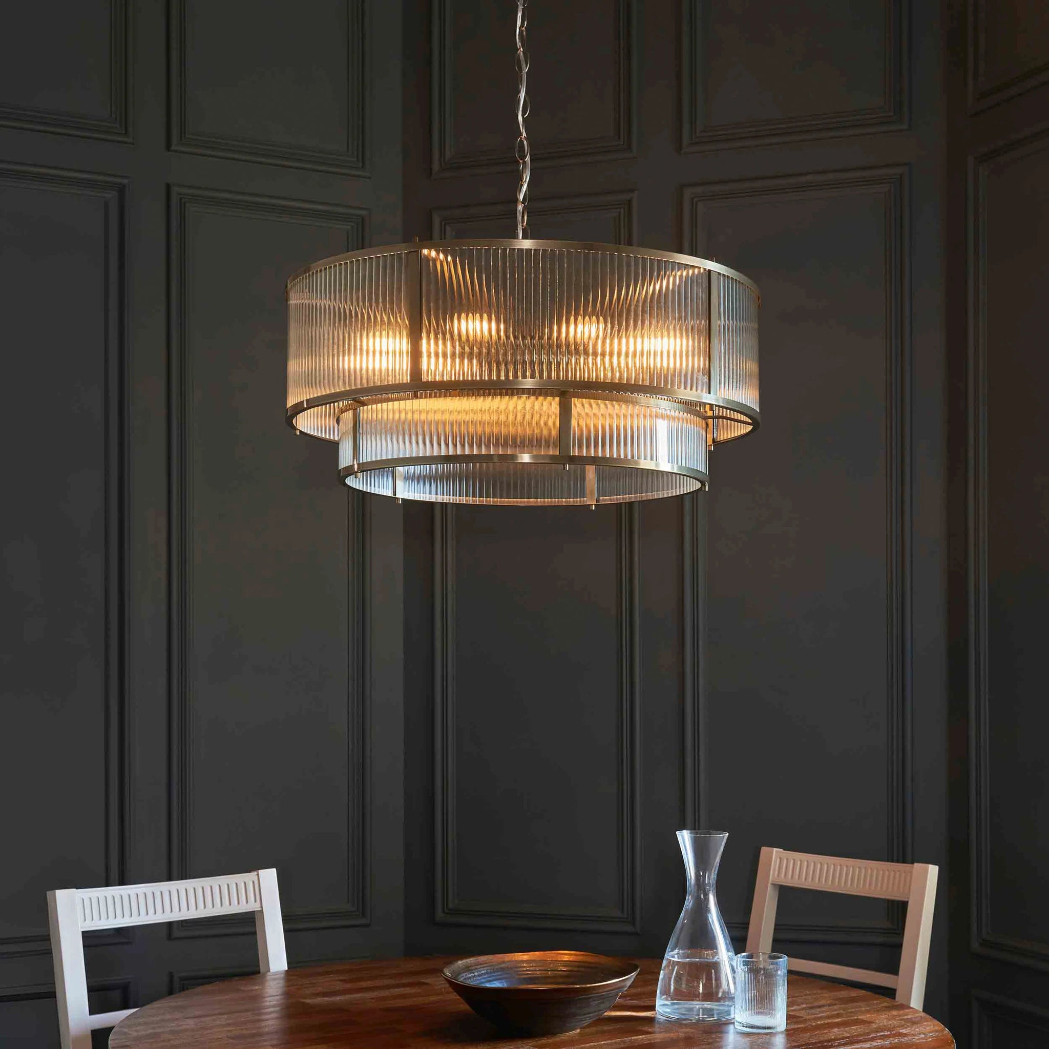 Hayden Antique Brass 8 Light Tiered Pendant