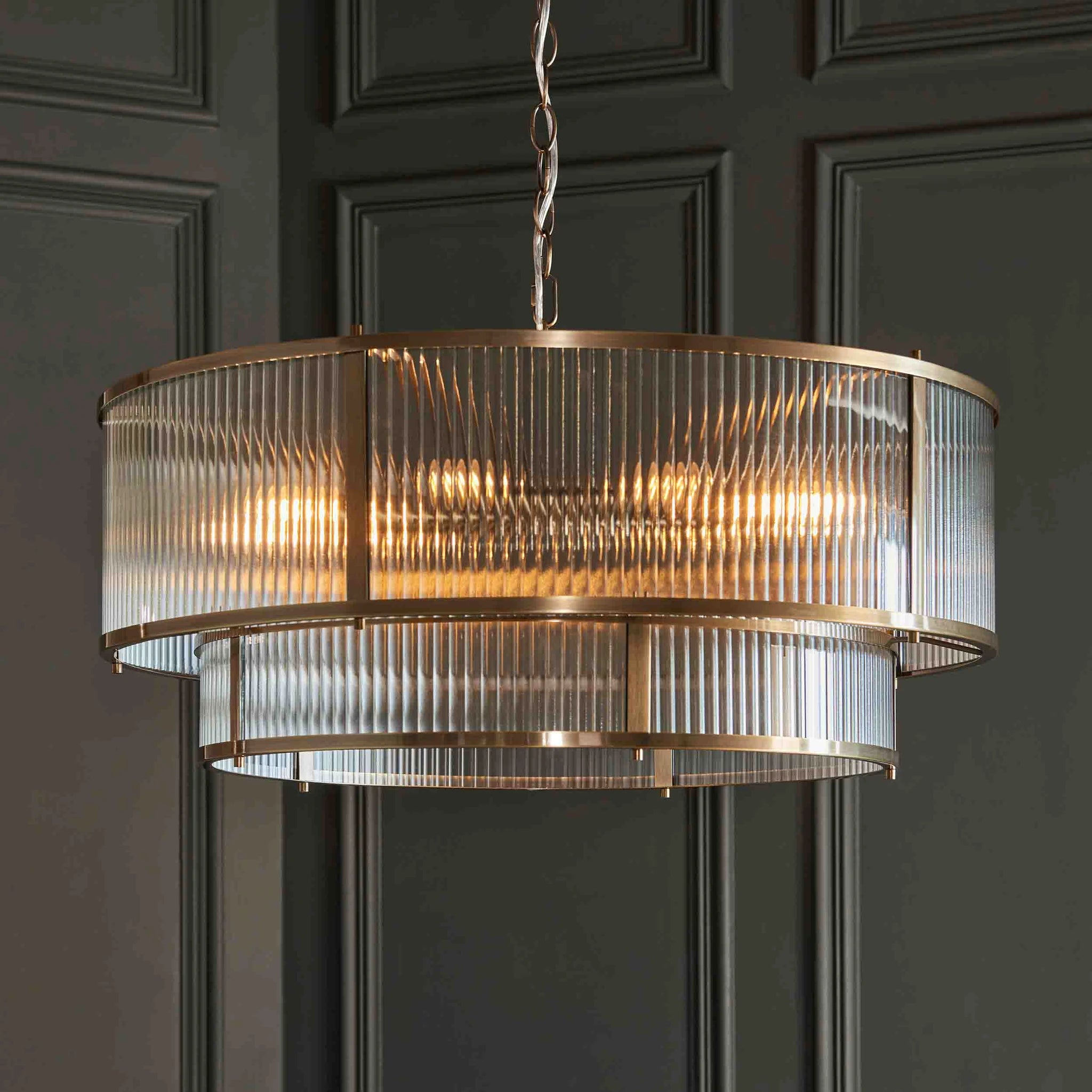 Hayden Antique Brass 8 Light Tiered Pendant