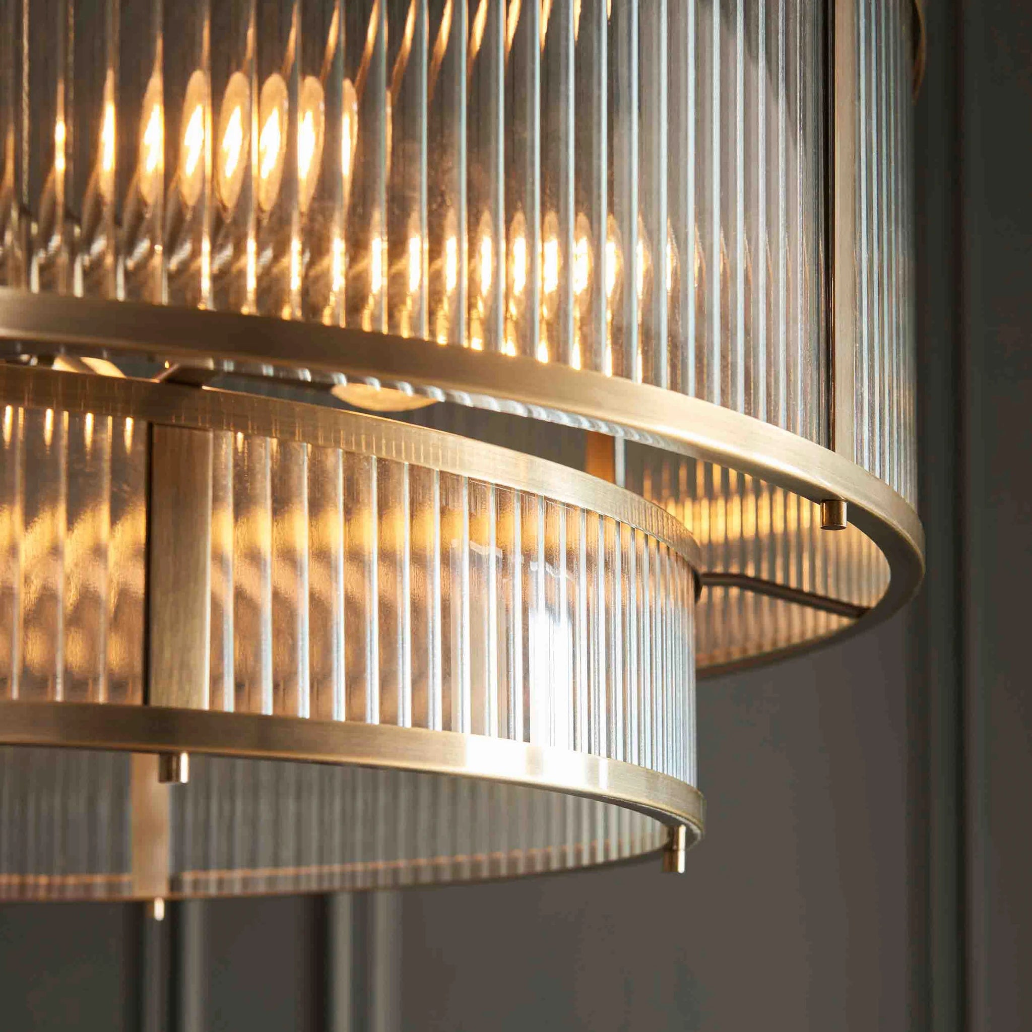 Hayden Antique Brass 8 Light Tiered Pendant