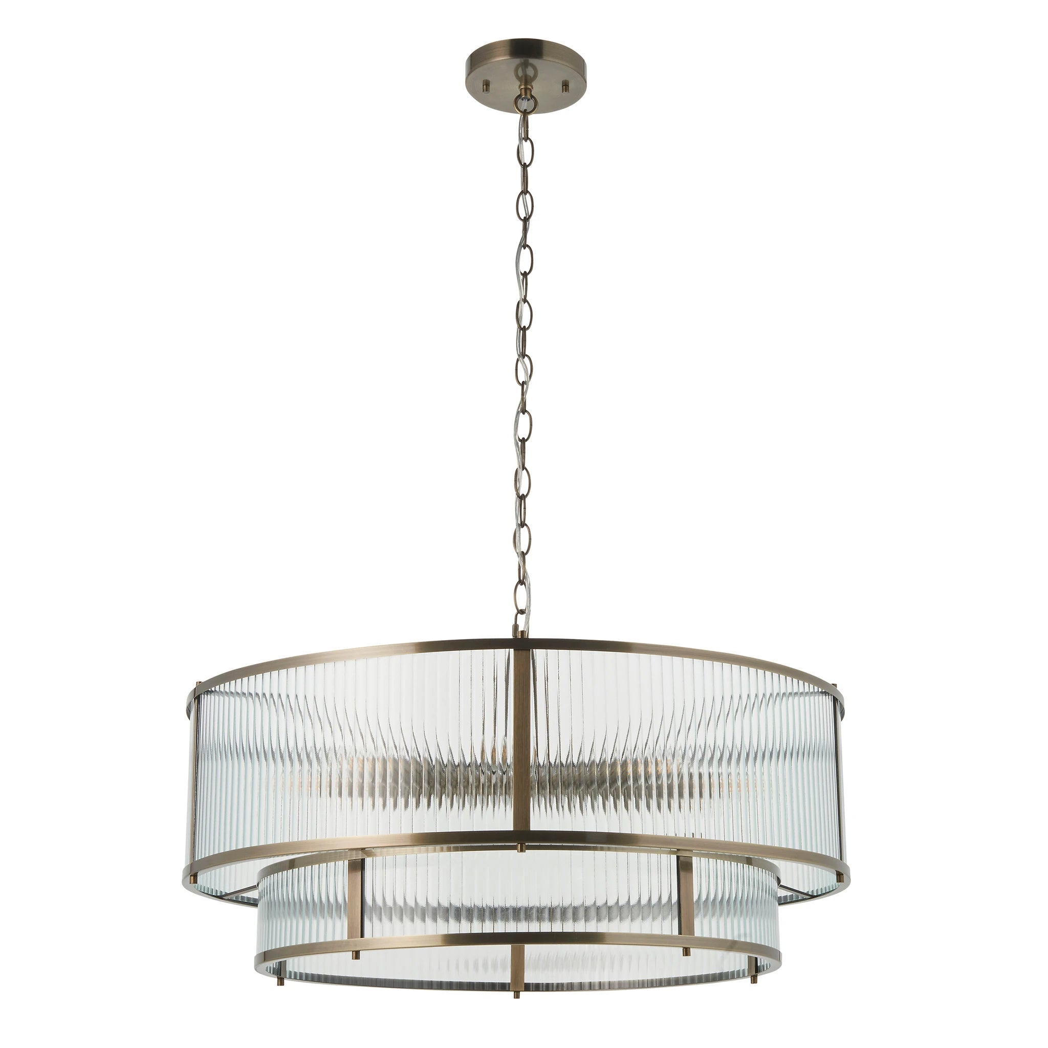 Hayden Antique Brass 8 Light Tiered Pendant