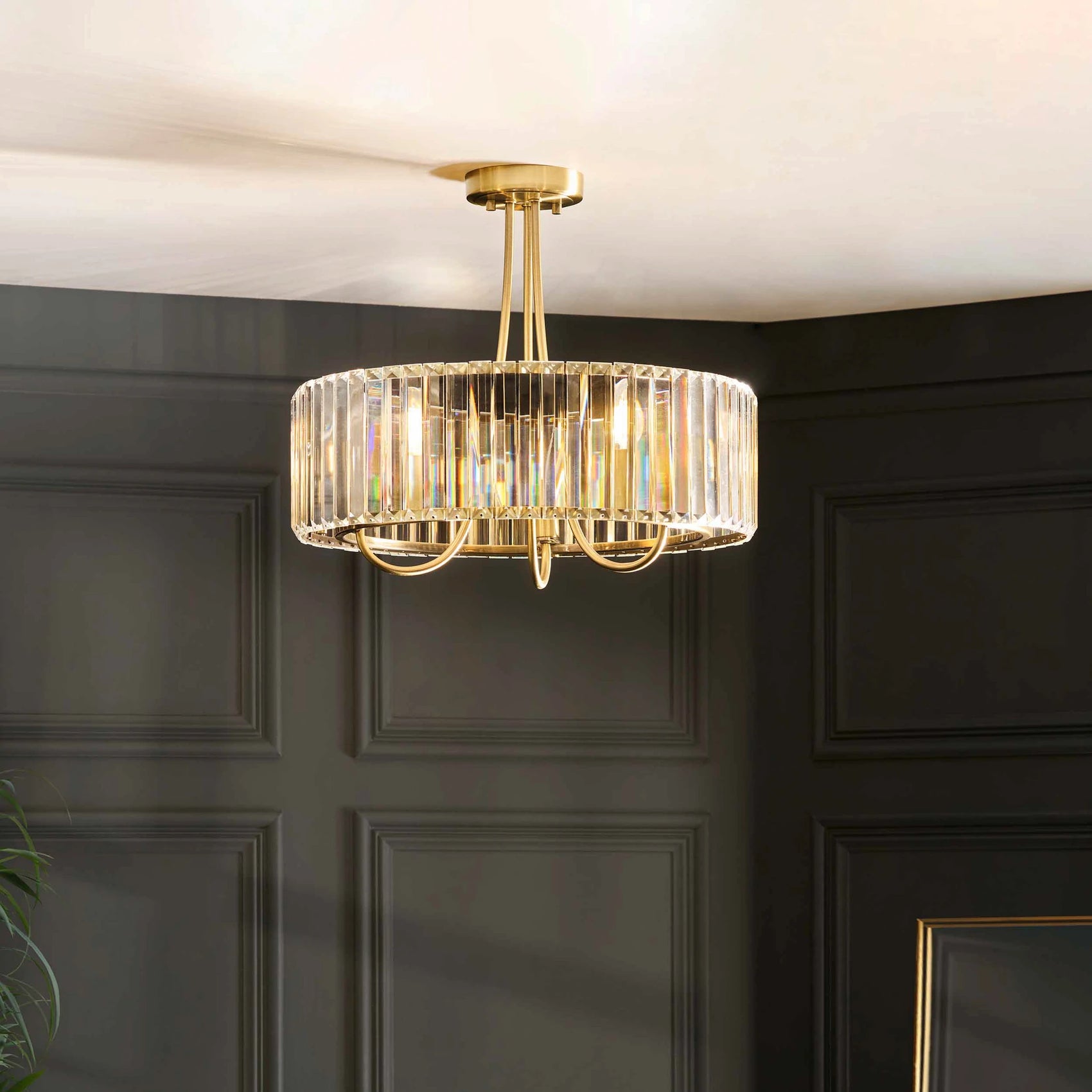 Sforza Antique Brass 3 Light Ceiling Light