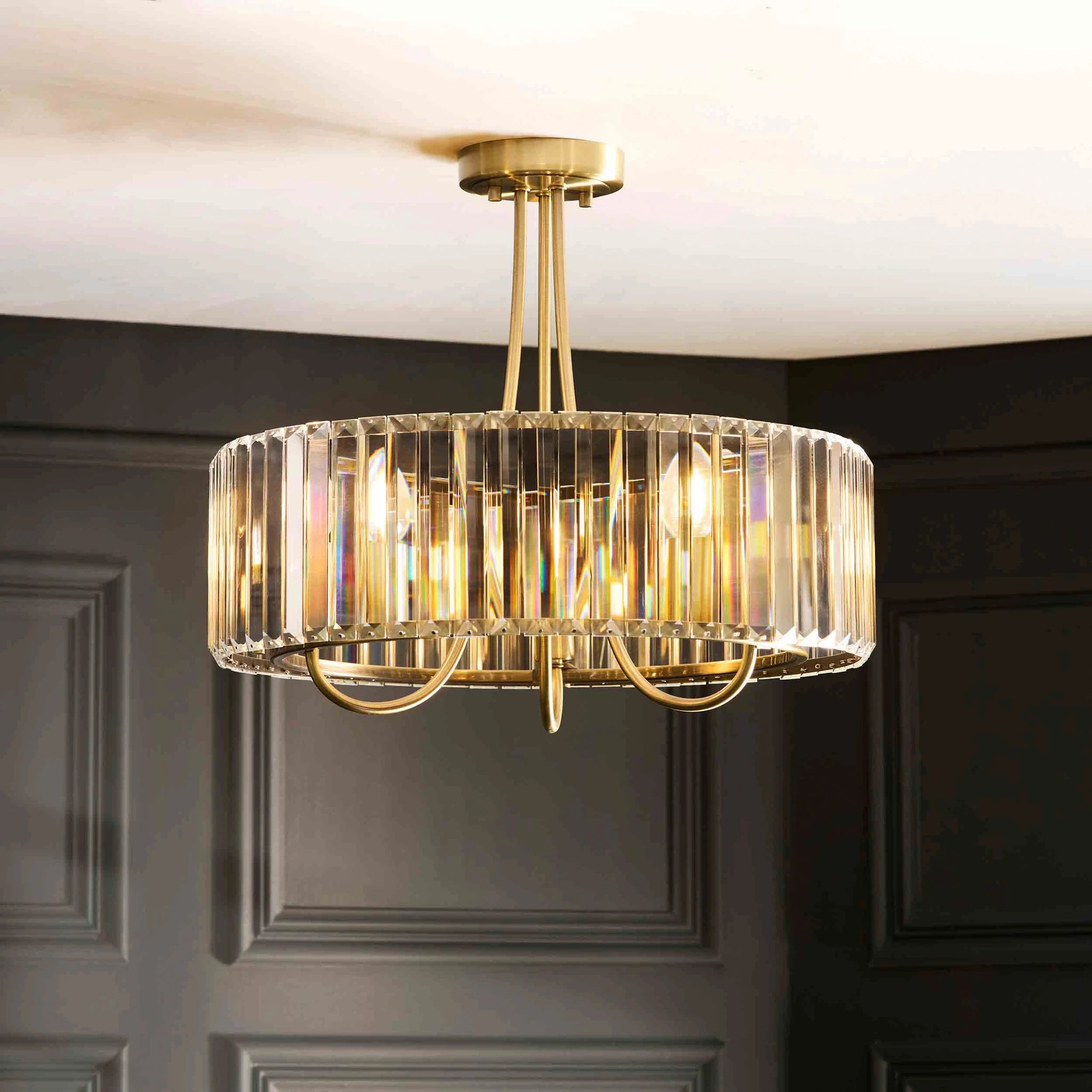Sforza Antique Brass 3 Light Ceiling Light
