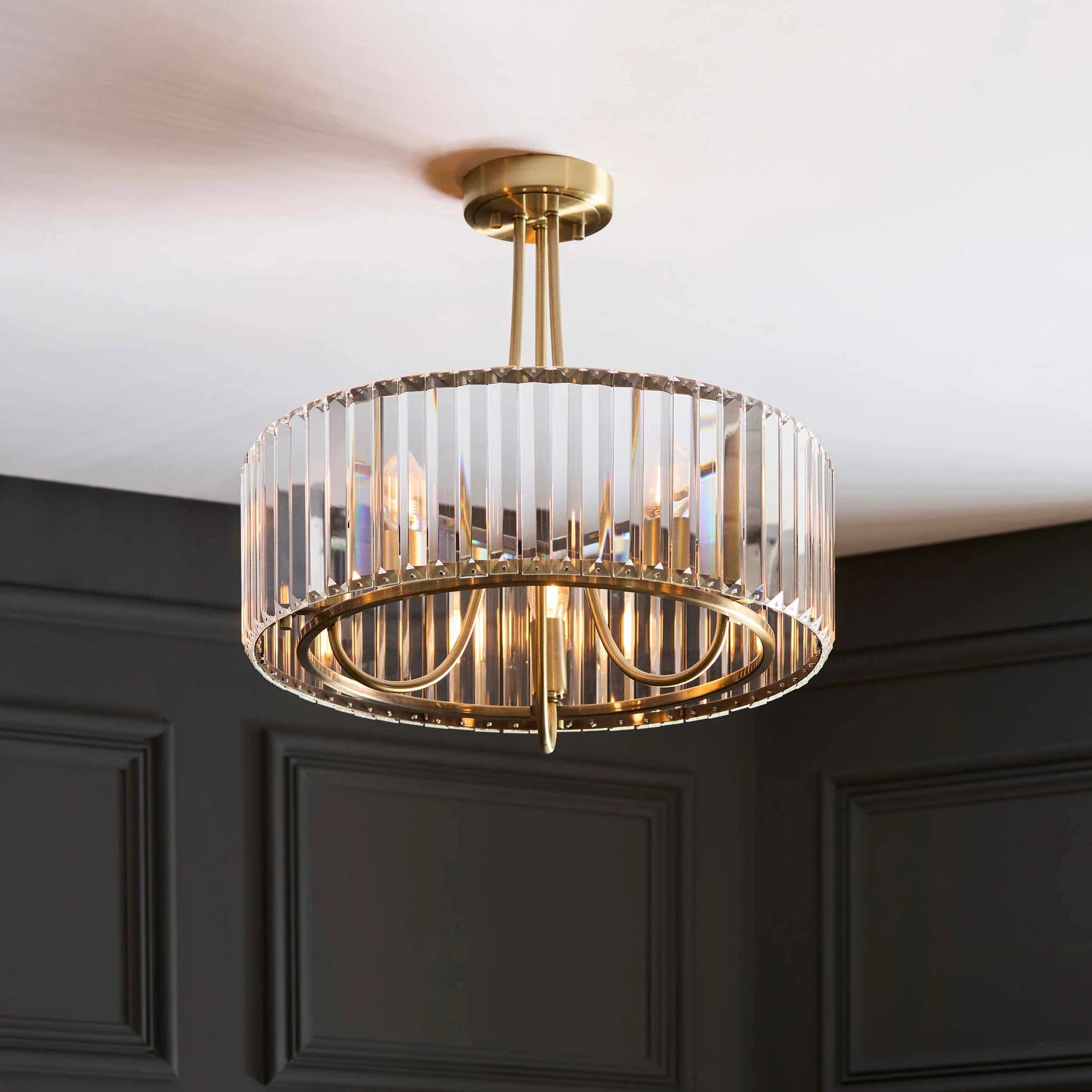 Sforza Antique Brass 3 Light Ceiling Light