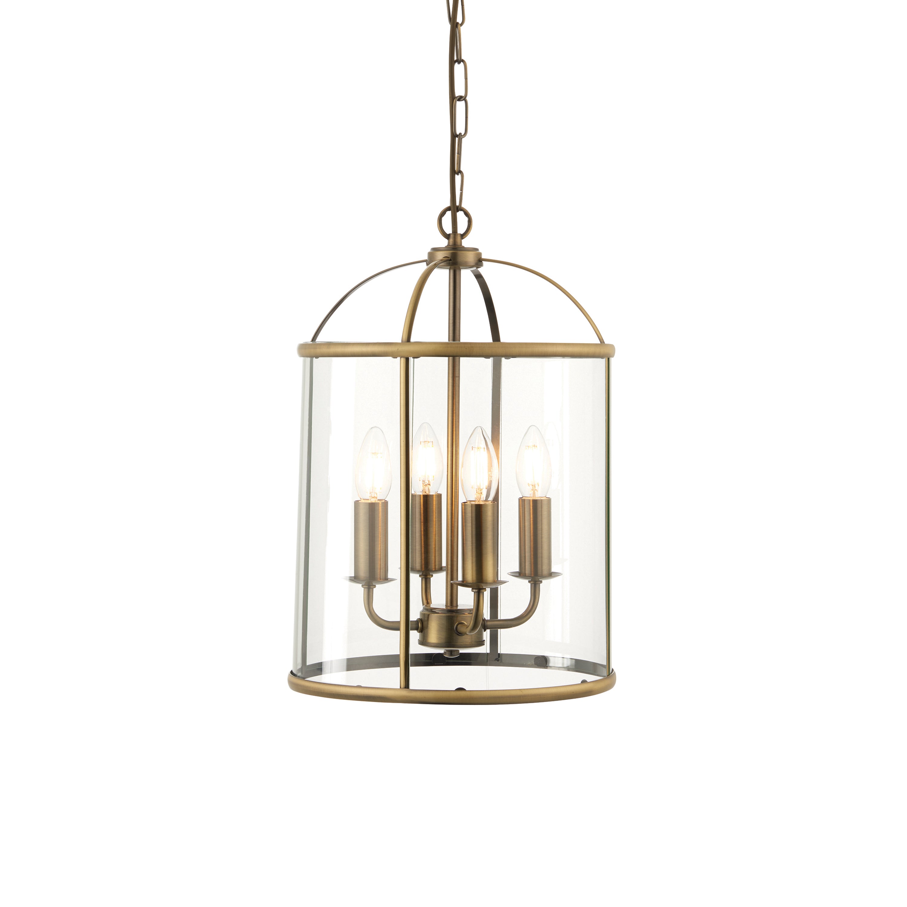 Annetta Lantern Antique Brass & Glass Pendant Light Large