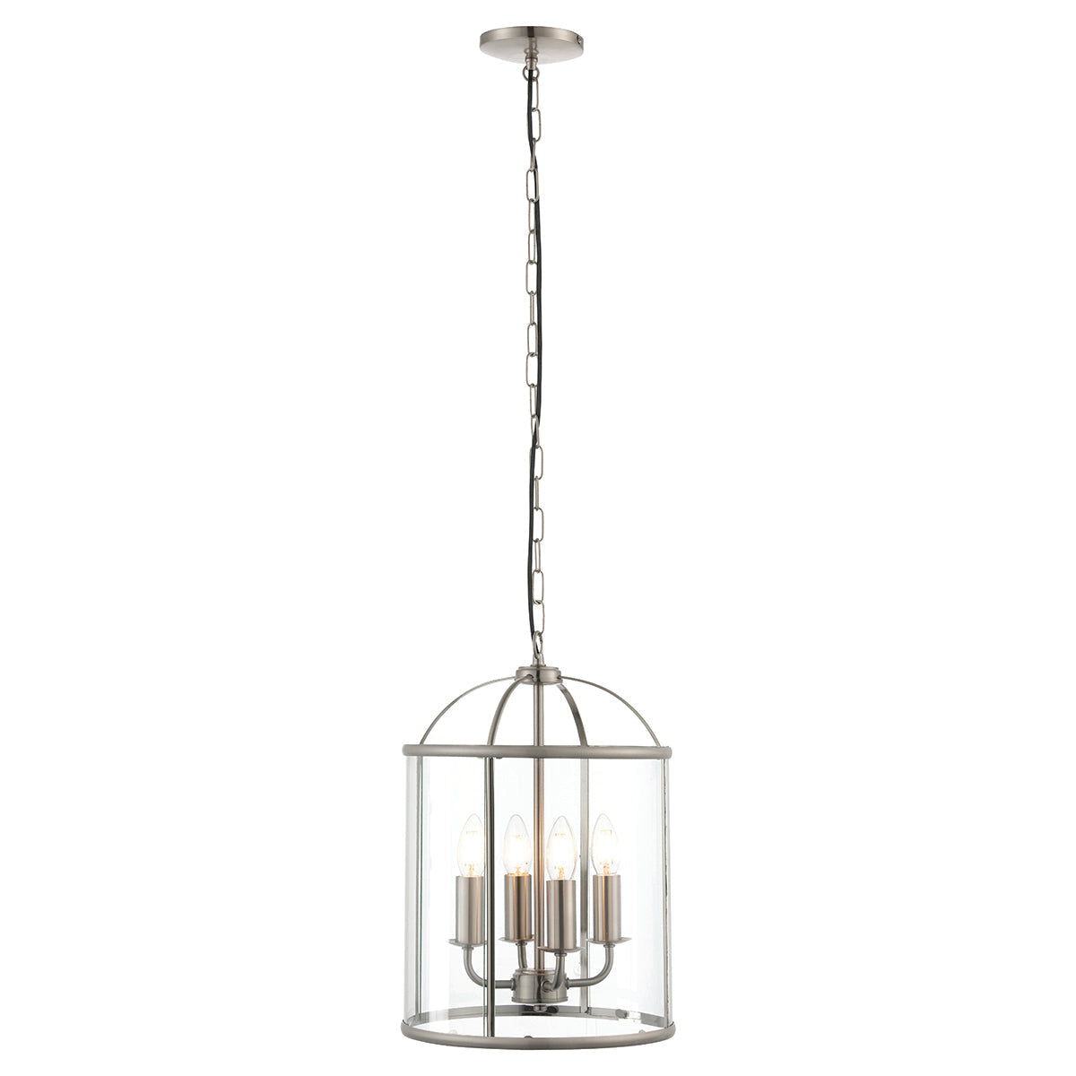 Annetta Lantern Satin Nickel Pendant Light | Large