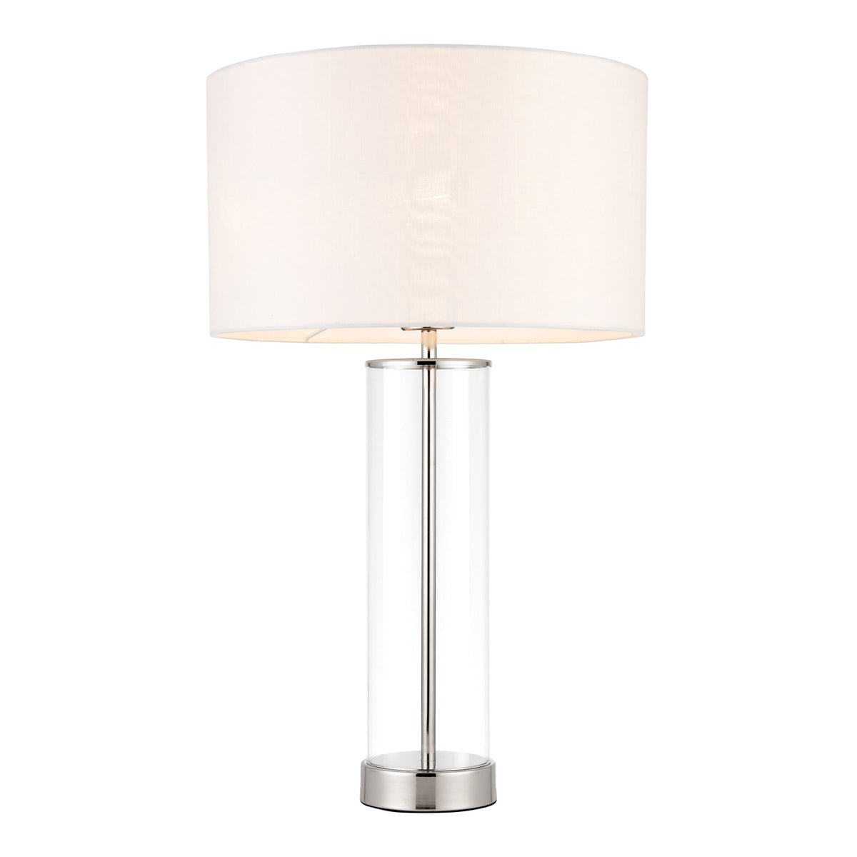 Fallon Clear Glass Nickel & White Table Lamp | Large