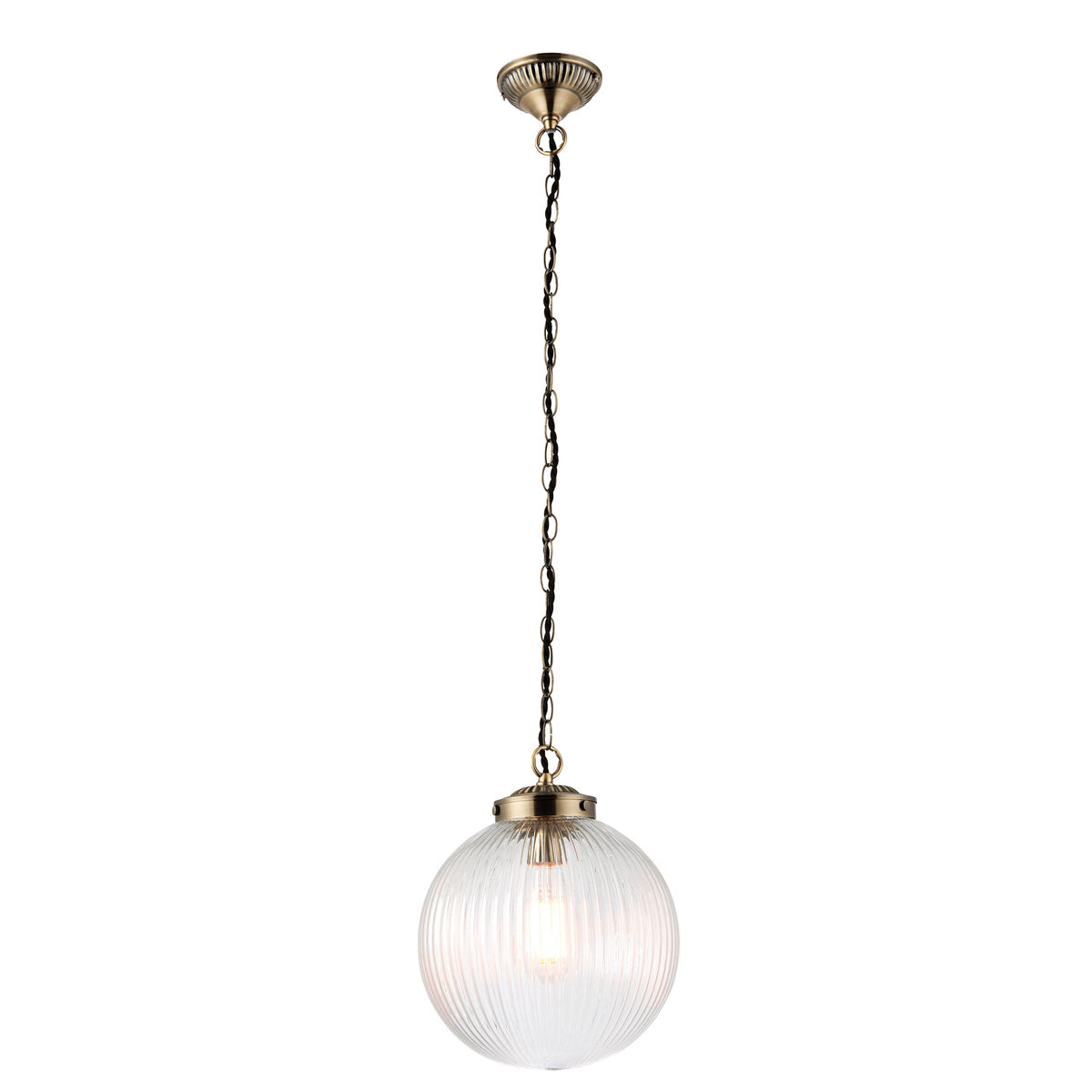 Mason Ribbed Glass Dome Pendant Light | Medium