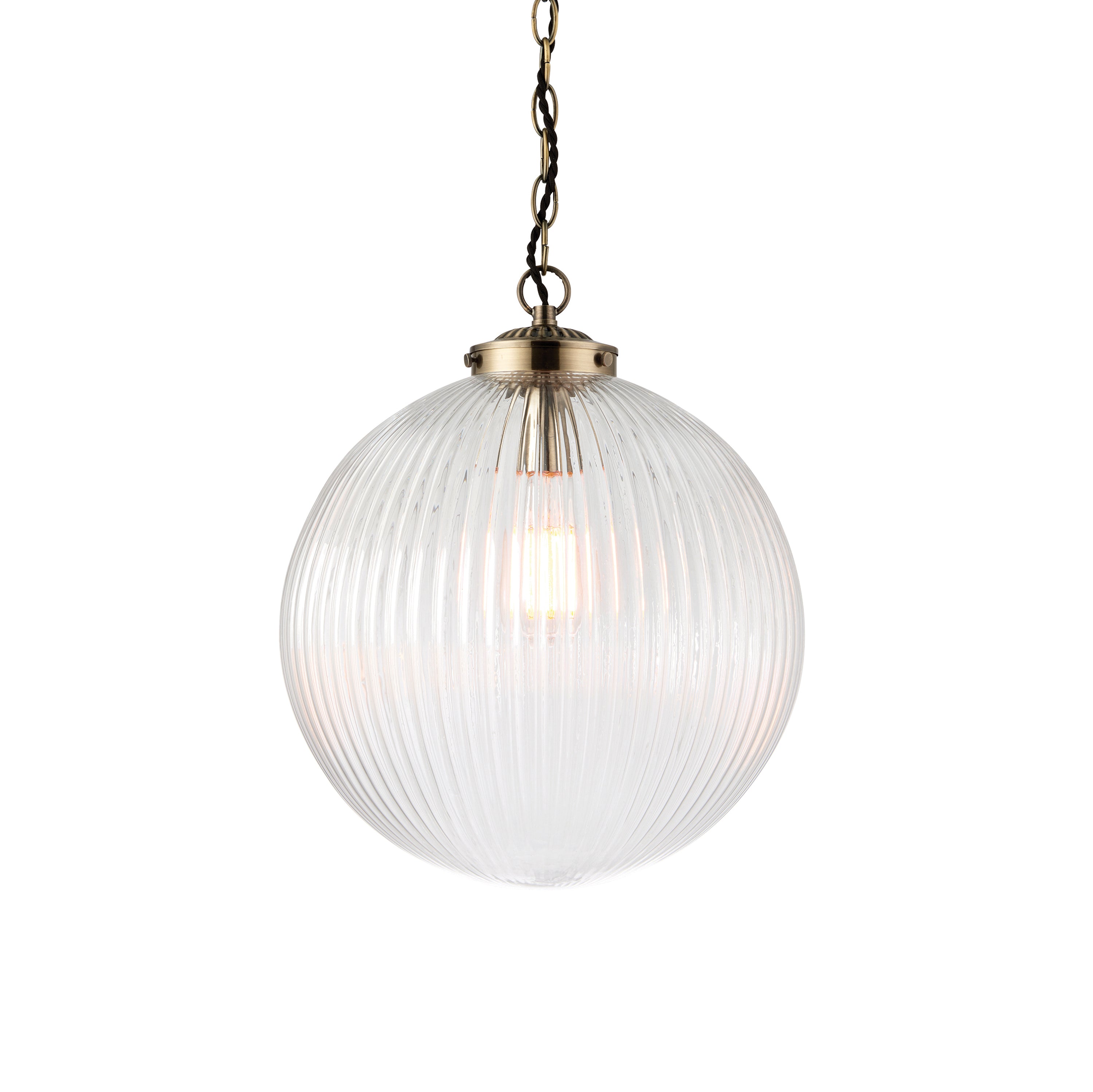 Mason Ribbed Glass Dome Pendant Light | Large