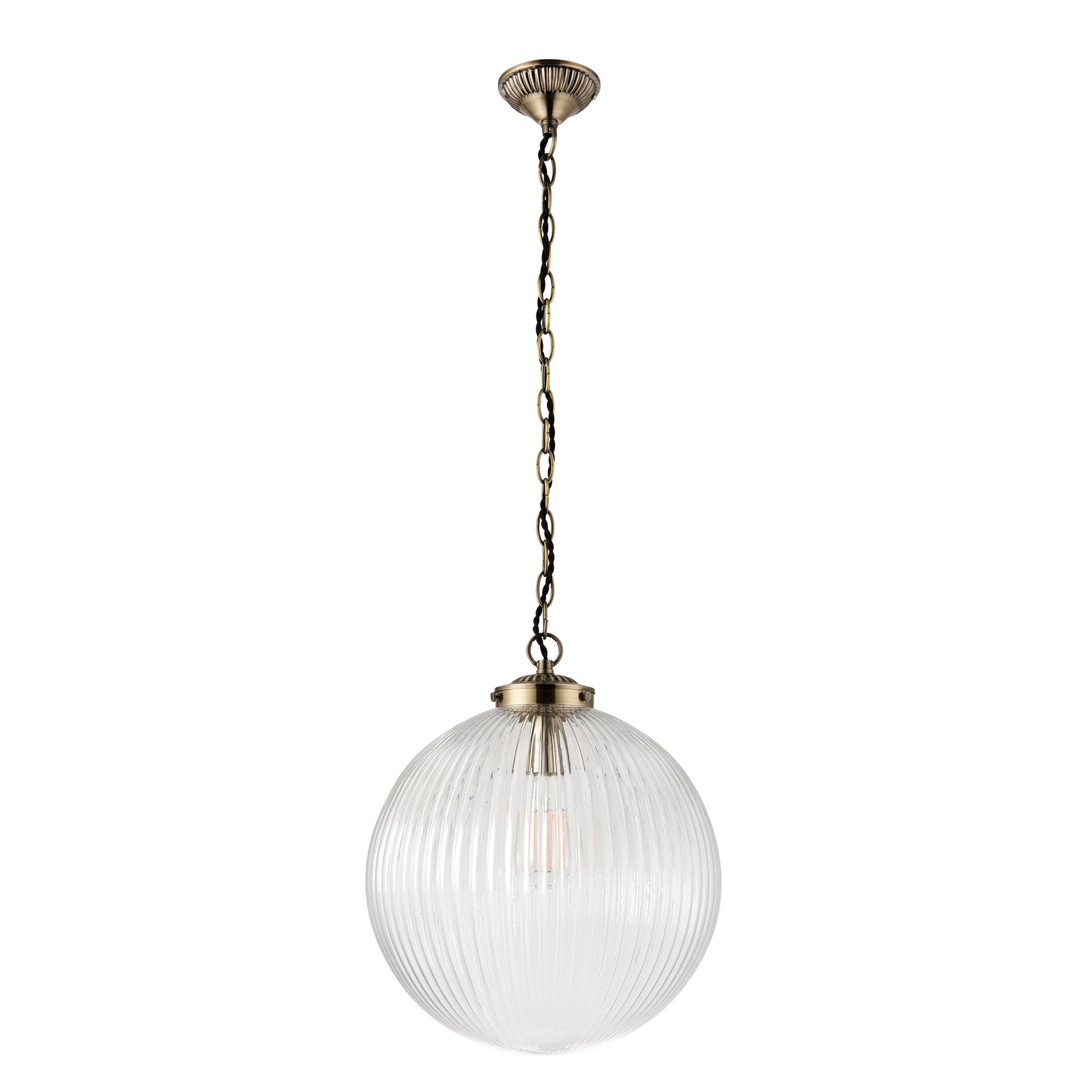 Mason Ribbed Glass Dome Pendant Light | Large