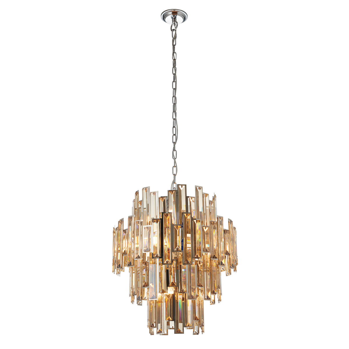 Sabrina Champagne & Crystal Glass Chandelier | 12 Lights