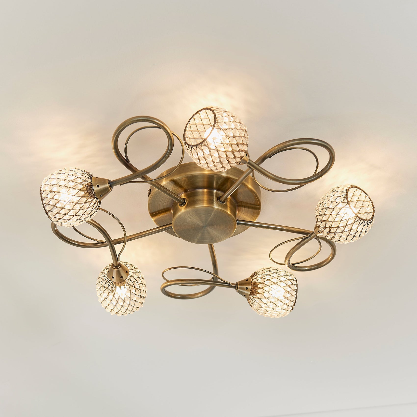 Arden Antique Brass LED Ceiling Light | 5 Lights