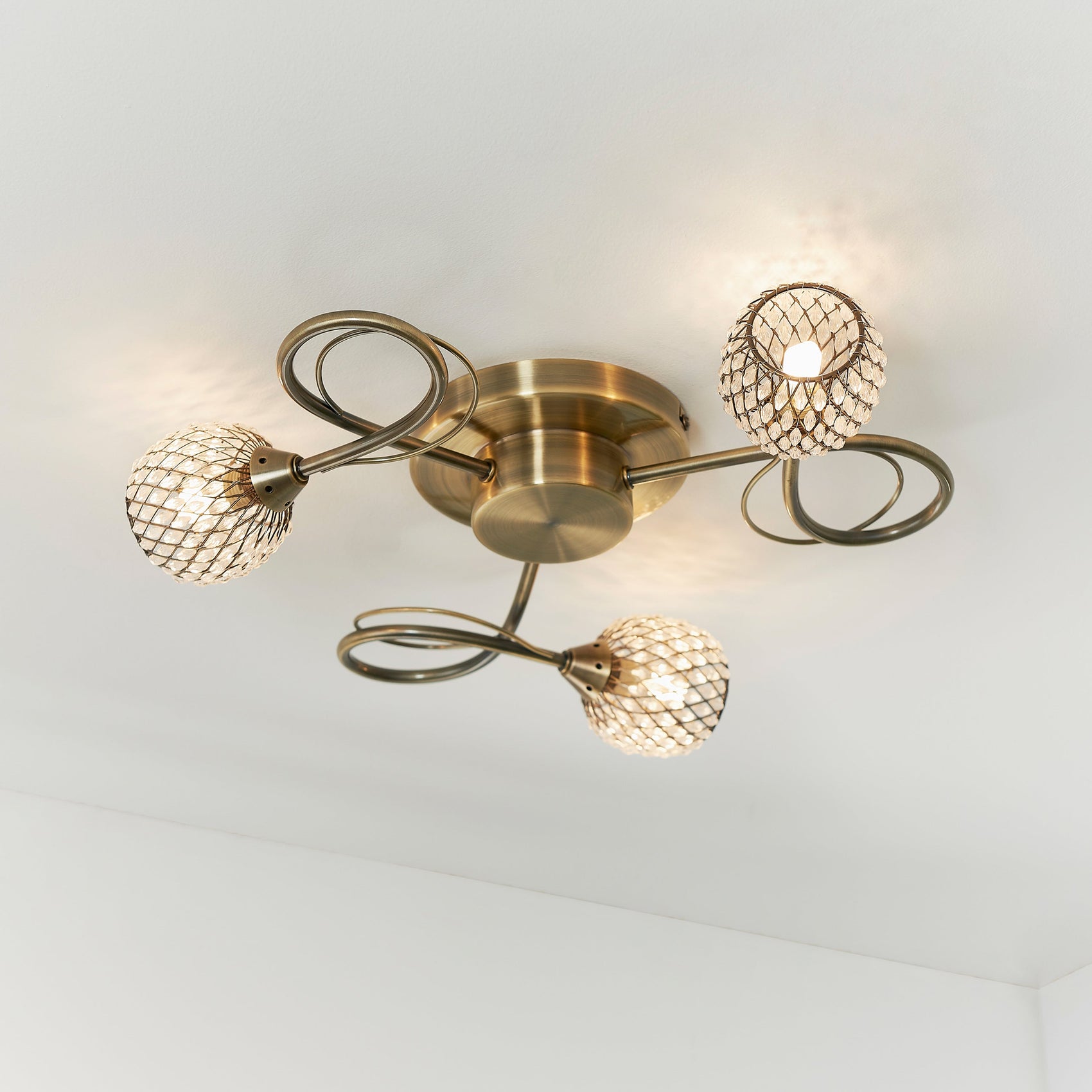 Arden Antique Brass LED Ceiling Light | 3 Lights