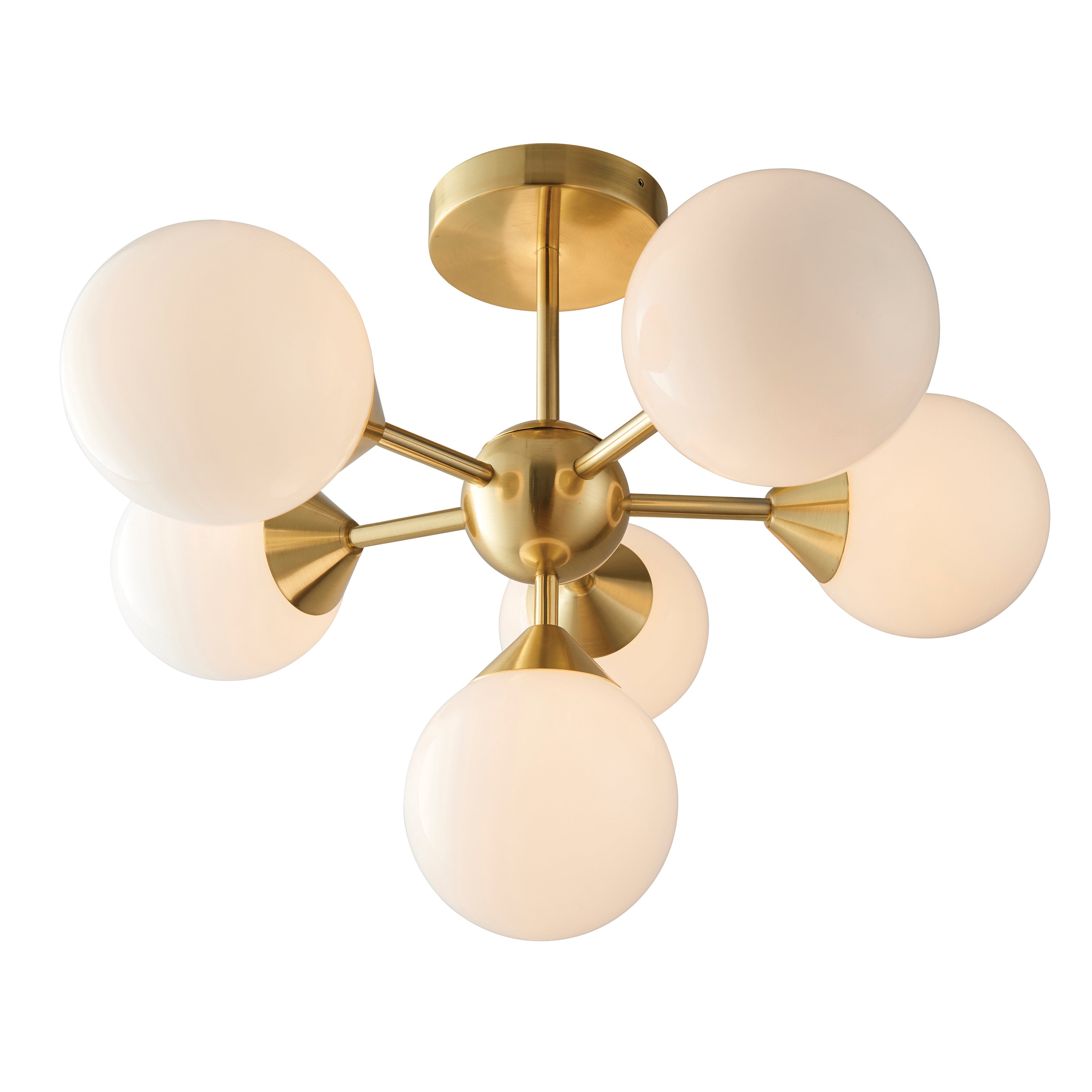 Gracie Brushed Gold & White Orb Ceiling Light | 6 Lights