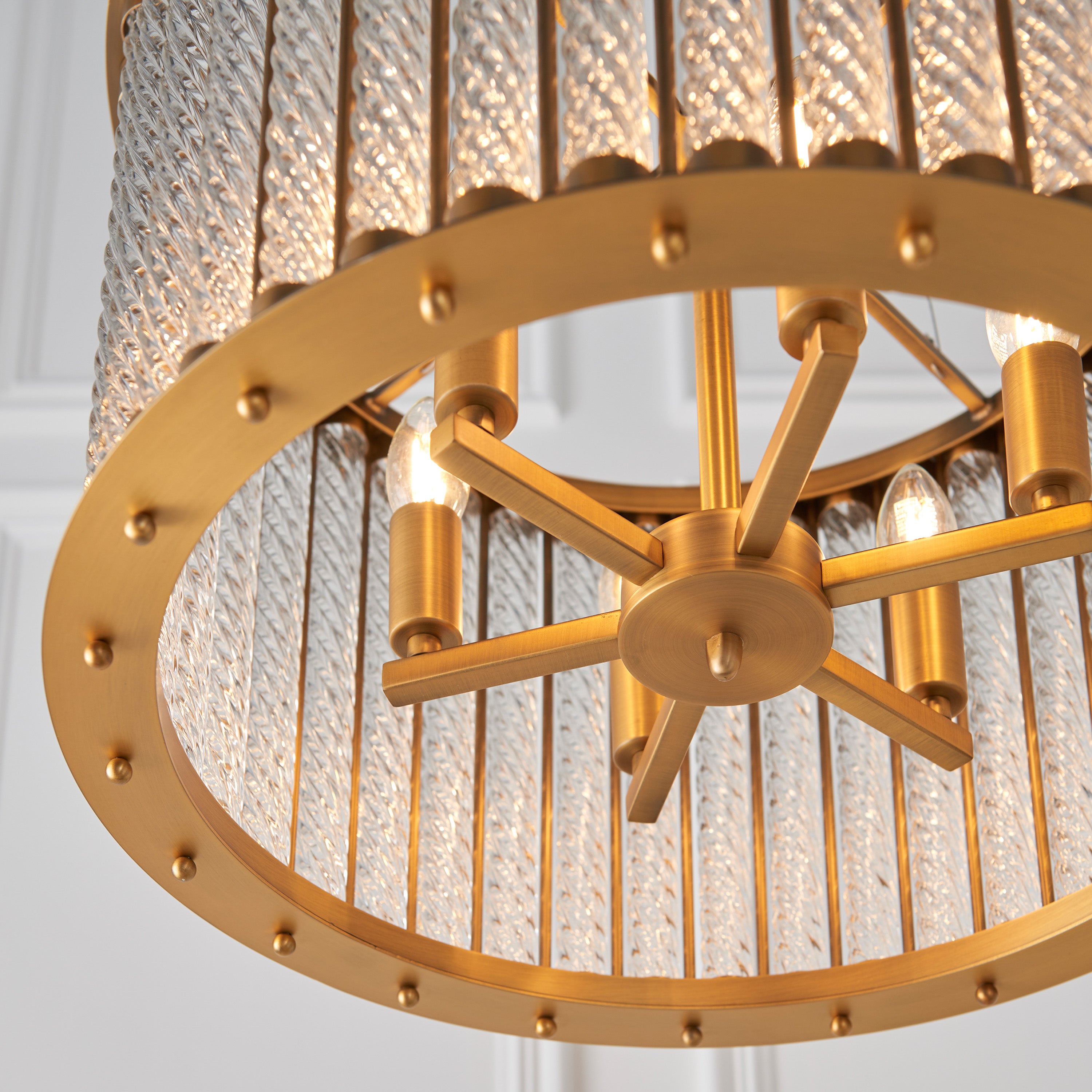 Pino Matt Gold & Twisted Glass Chandelier