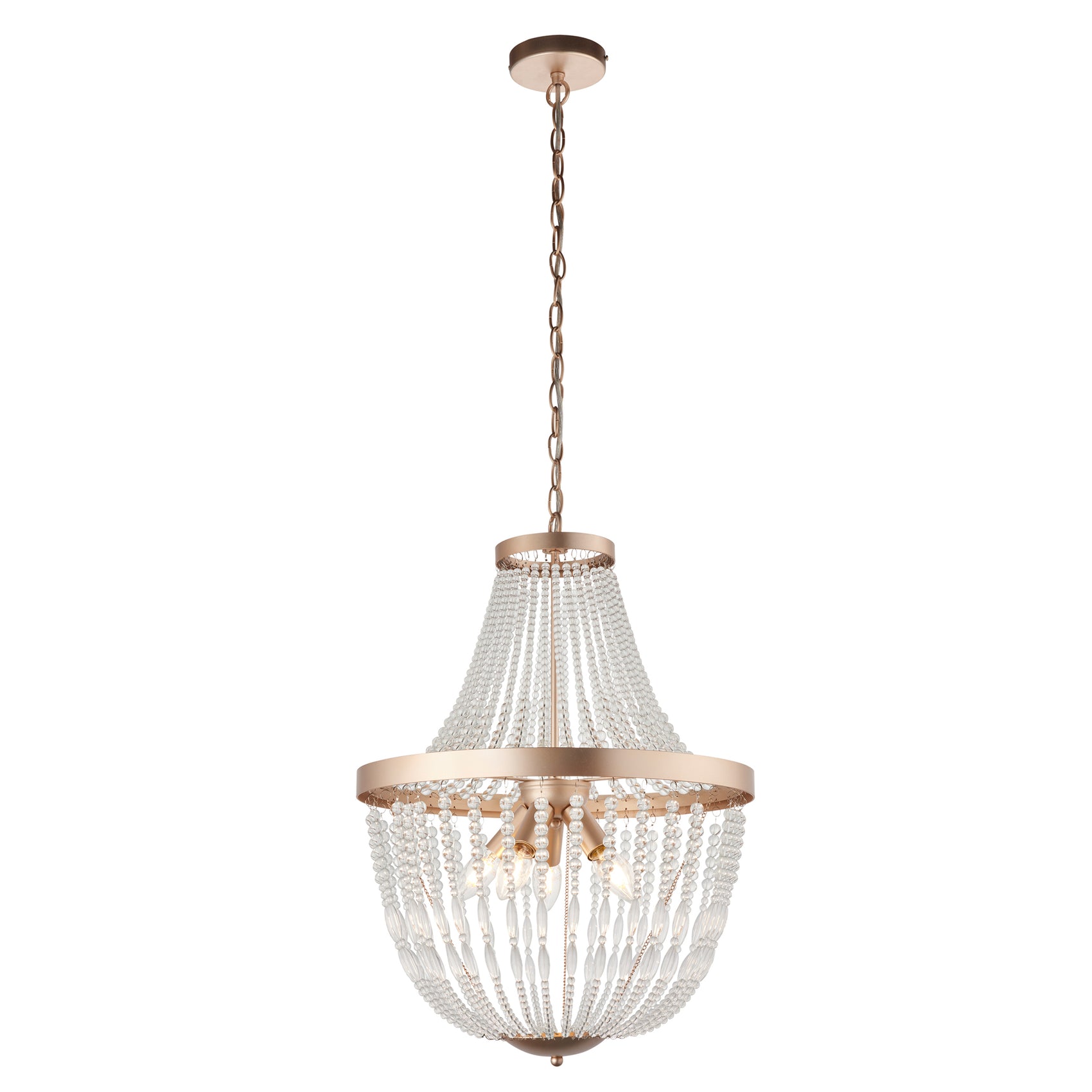 Laila Rose Gold & Crystal Glass Droplets Chandelier