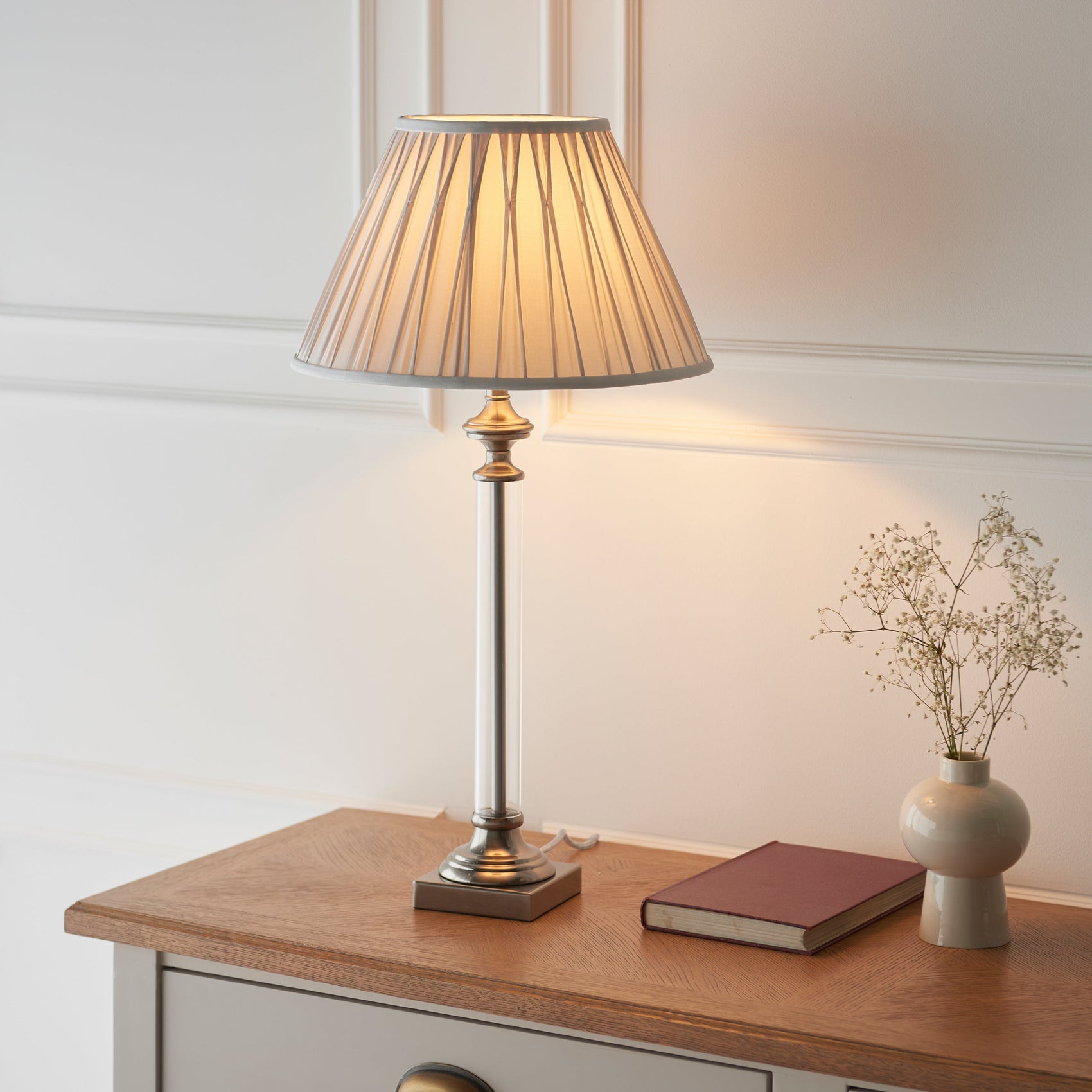 Astorga Antique Brass & Glass Stem Table Lamp