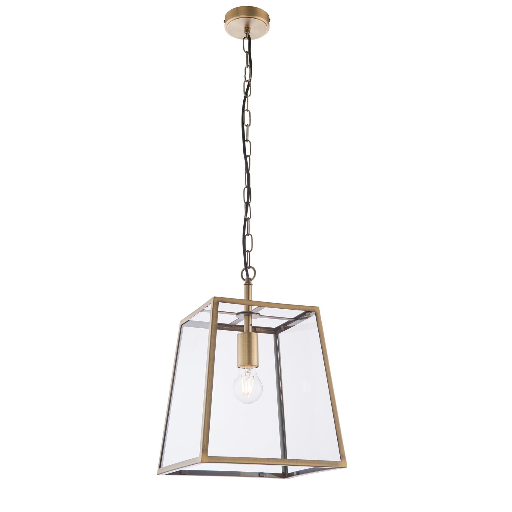 Lois Box Lantern Antique Brass Pendant Light