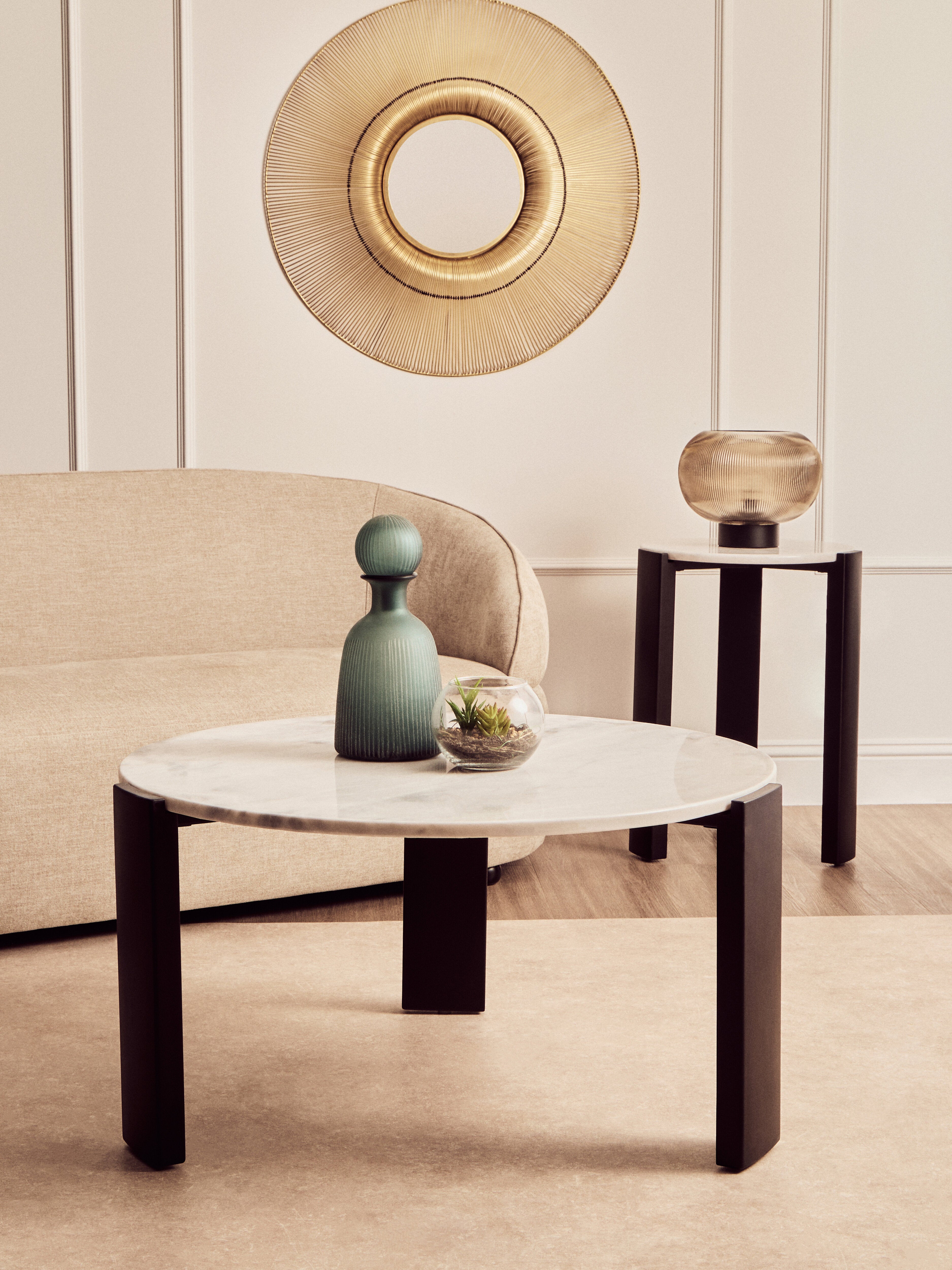 Solanto Round White Marble Top Coffee Table | Large