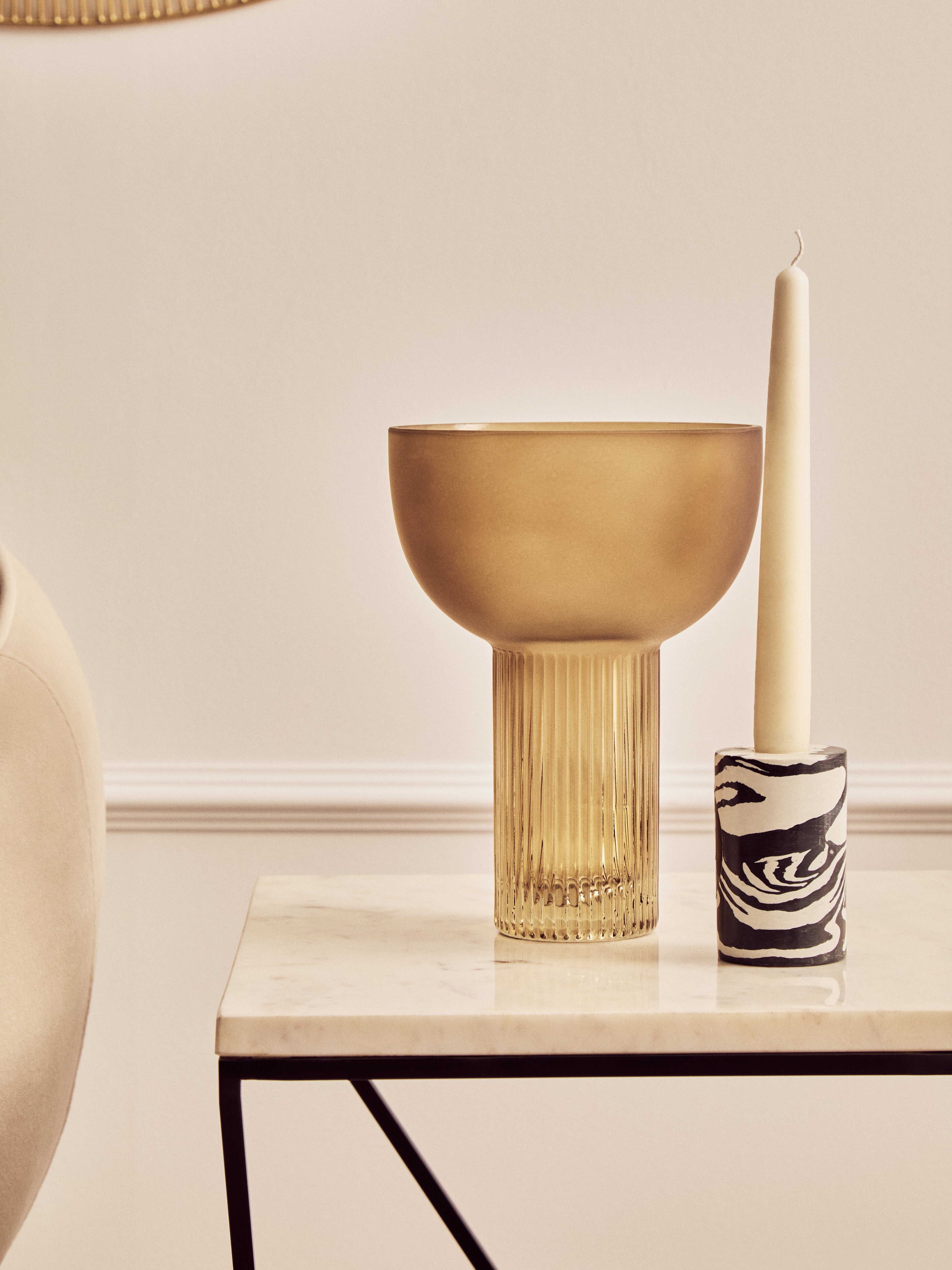 Solanto Round Travertine Top Coffee Table | Small