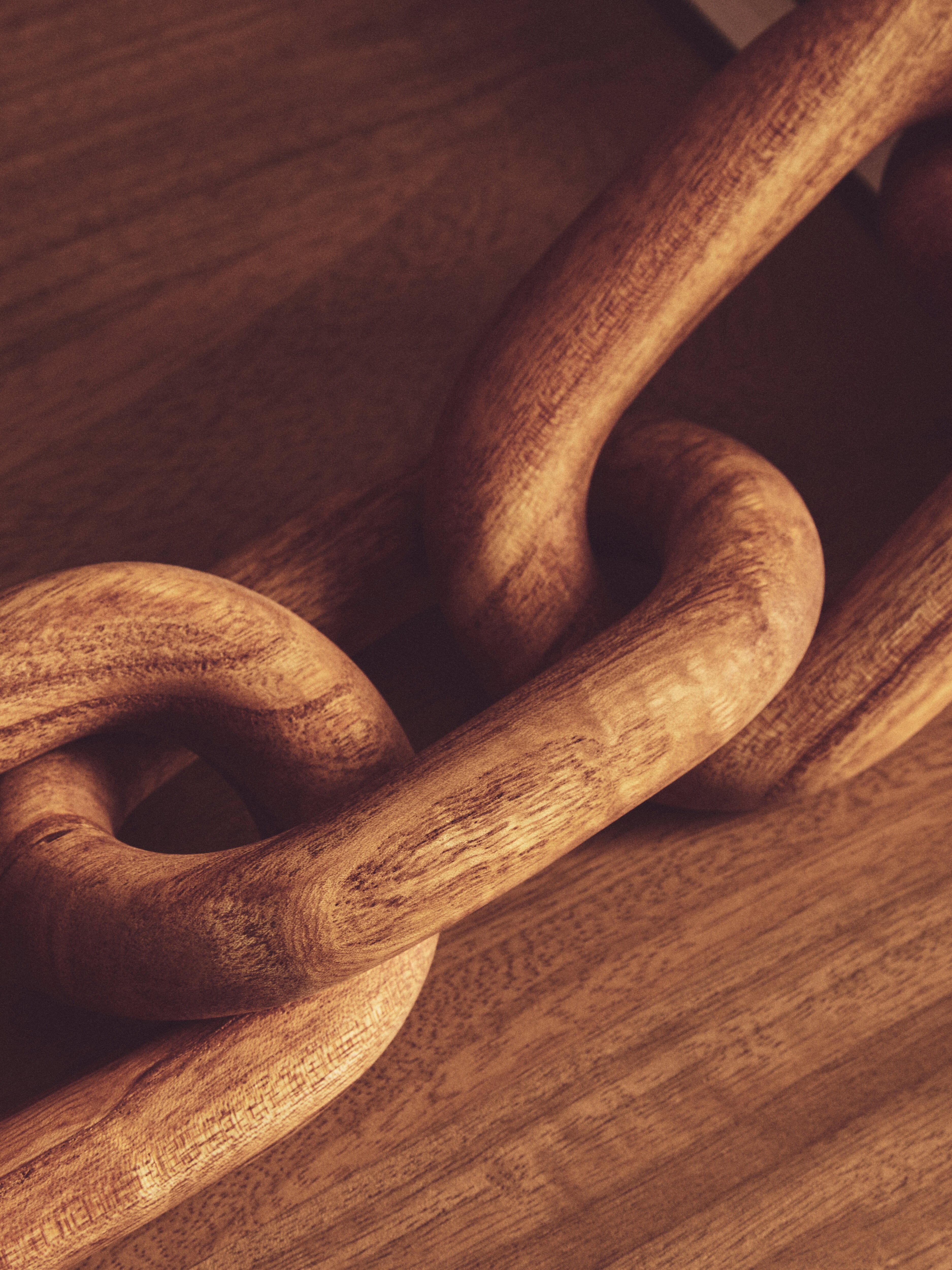 Karna Brown Wood 5 Link Chain Sculpture