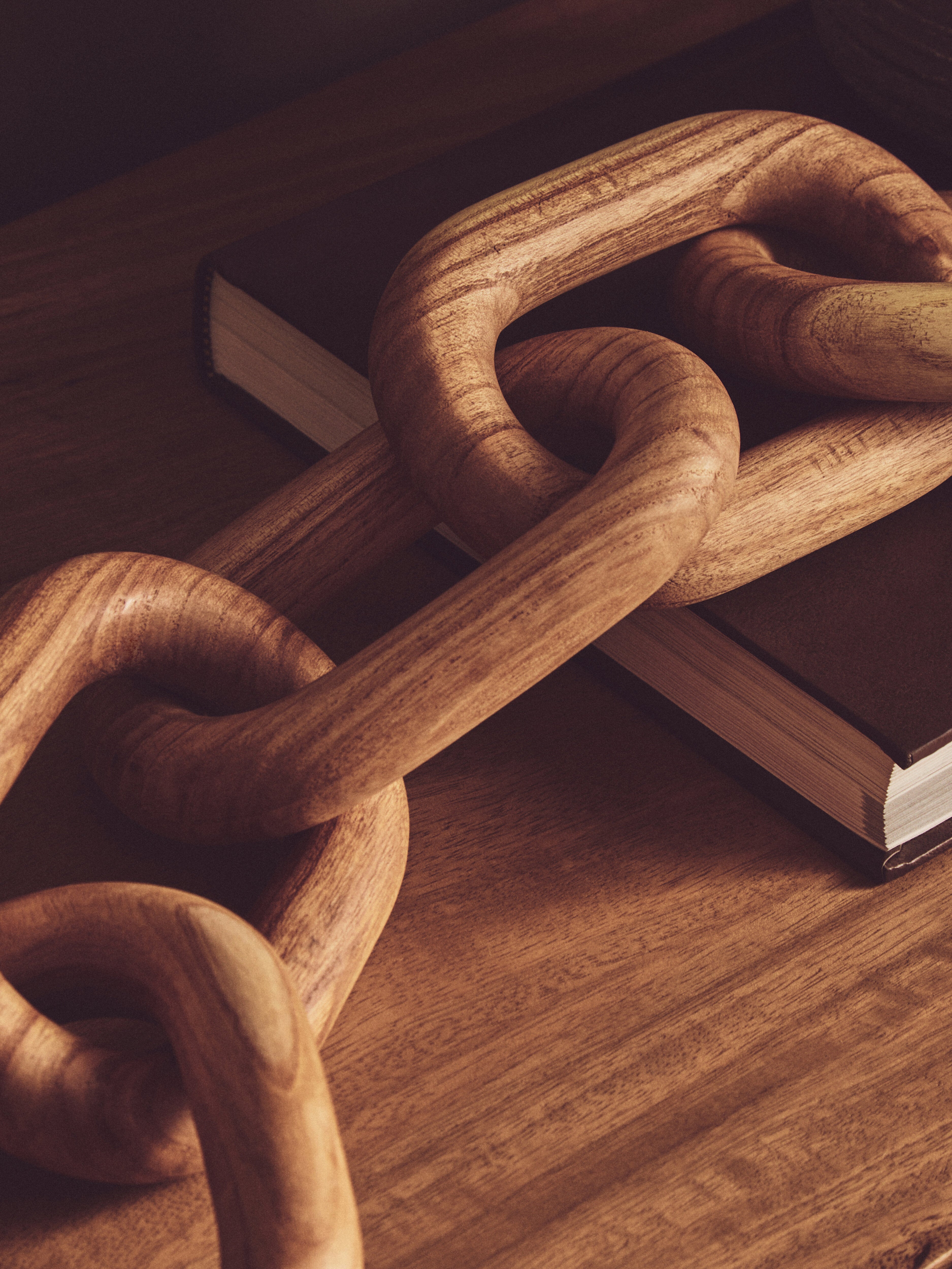 Karna Natural Wood 5 Link Chain Sculpture