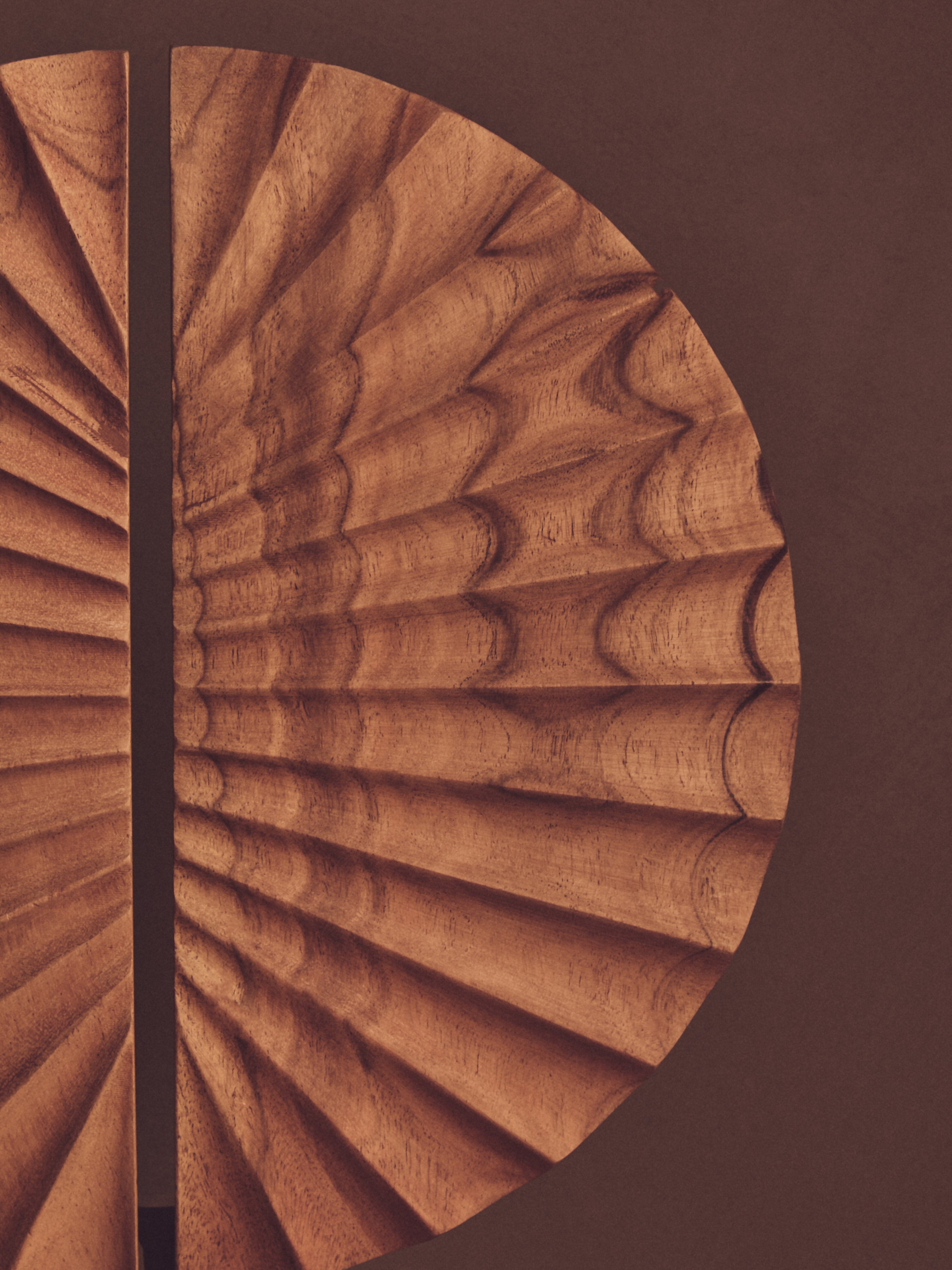 Lindos Natural Wood Sculpture With Travertine Base