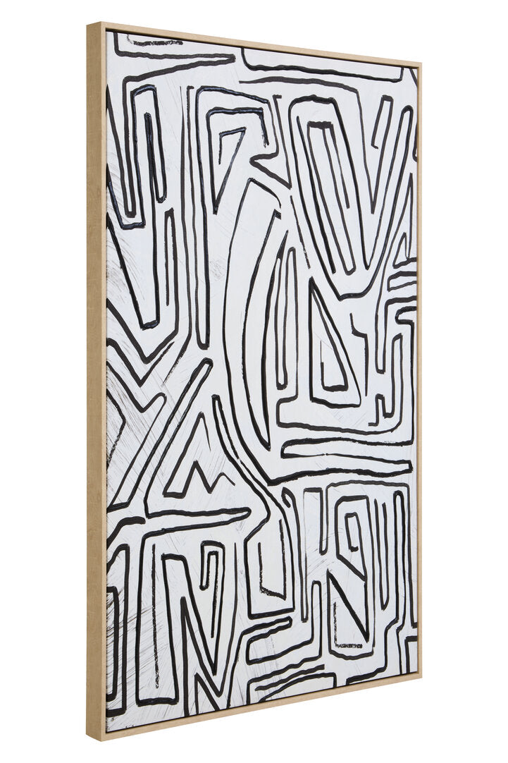 Noah Abstract Black & Cream Textured Wall Art